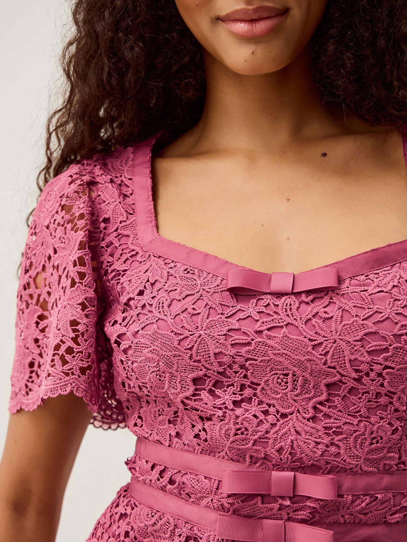 Monsoon Regina Lace Dress - Pink | Very