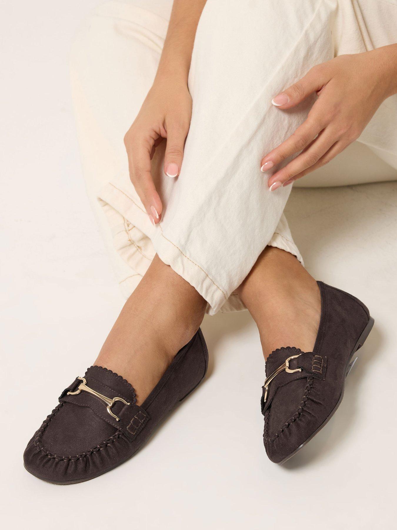 Yours Wide Fit Snaffle Trim Shoe - Brown