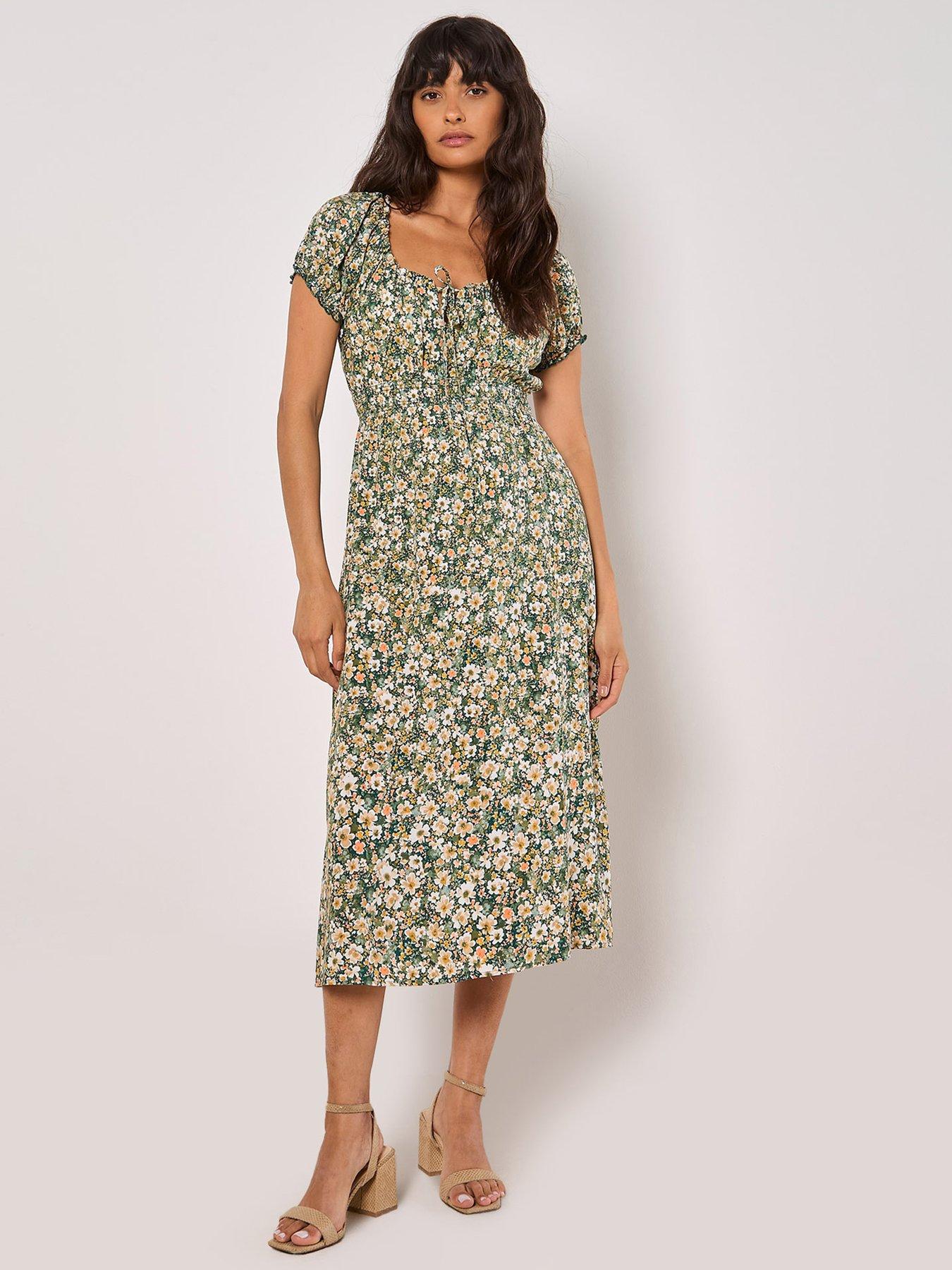 Apricot Apricot Milkmaid Midi Dress