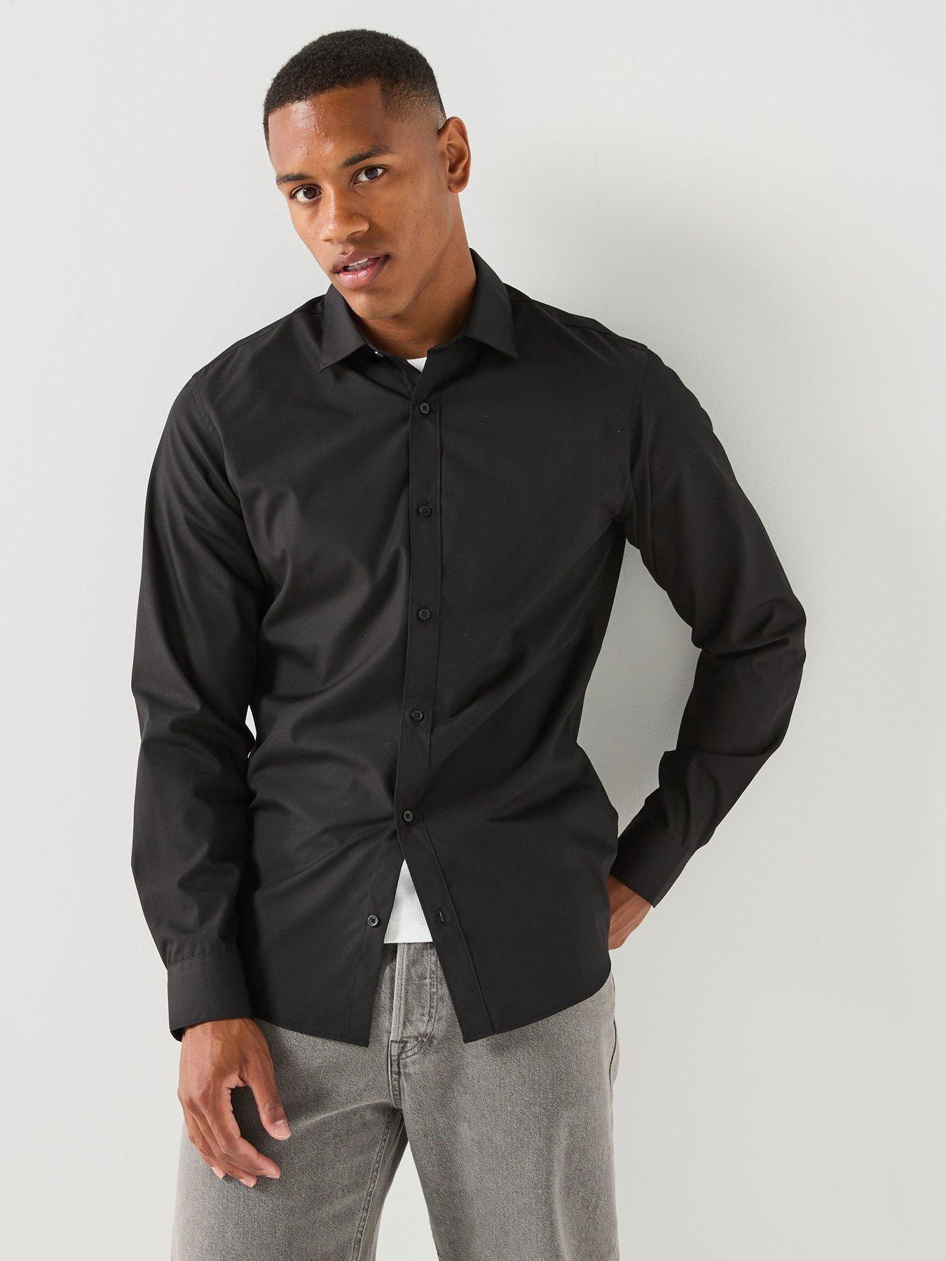 Jack & Jones Long Sleeve Plain Shirt, Black, Size 2Xl, Men - Image 3