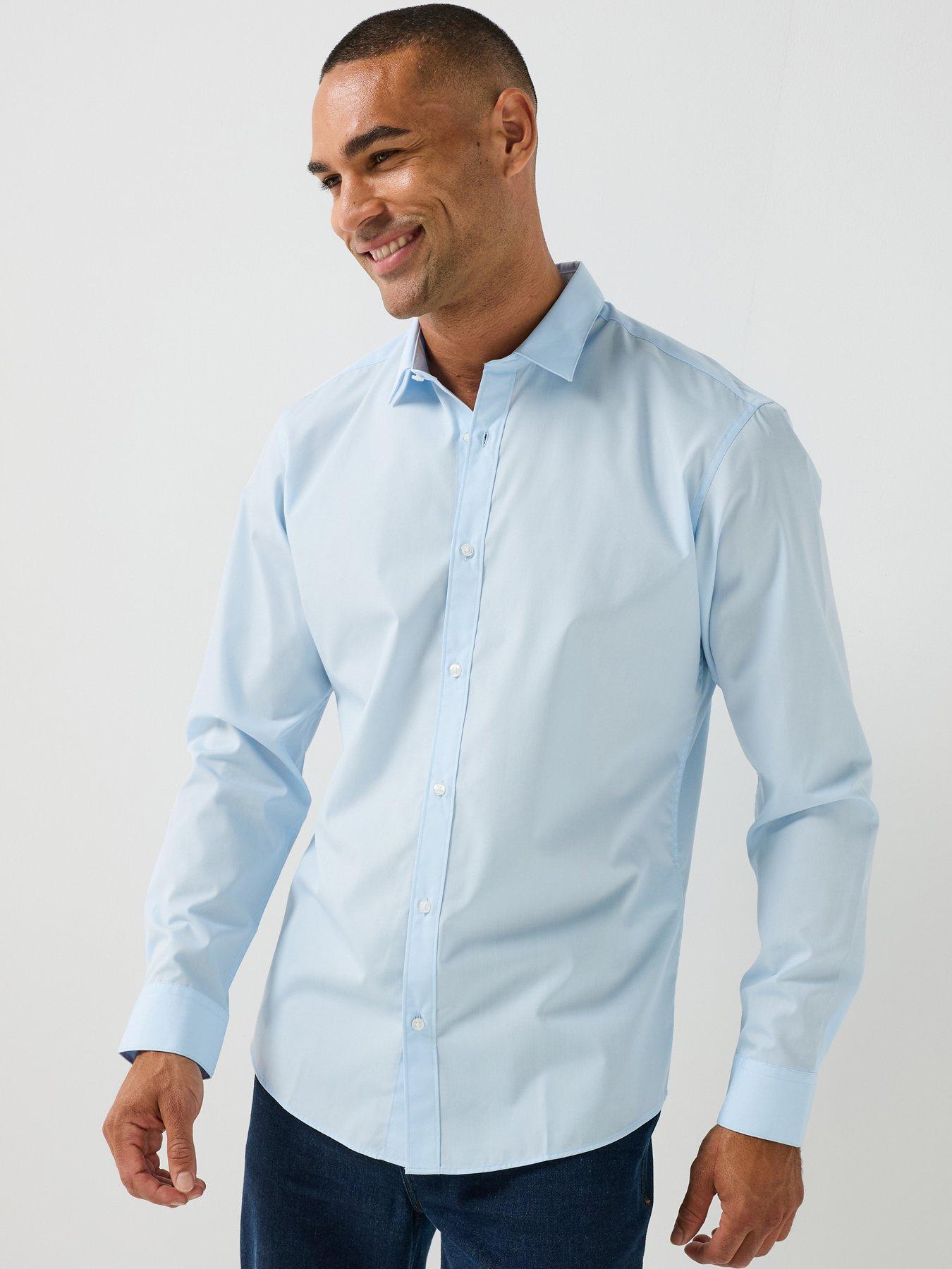 Jack & Jones Joe Plain Long Sleeve Shirt - Cashmere Blue