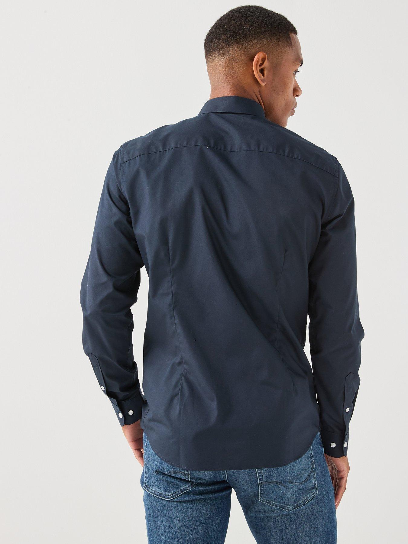 Image 2 of 6 of Jack & Jones Joe Long Sleeve Plain Shirt - Navy Blazer