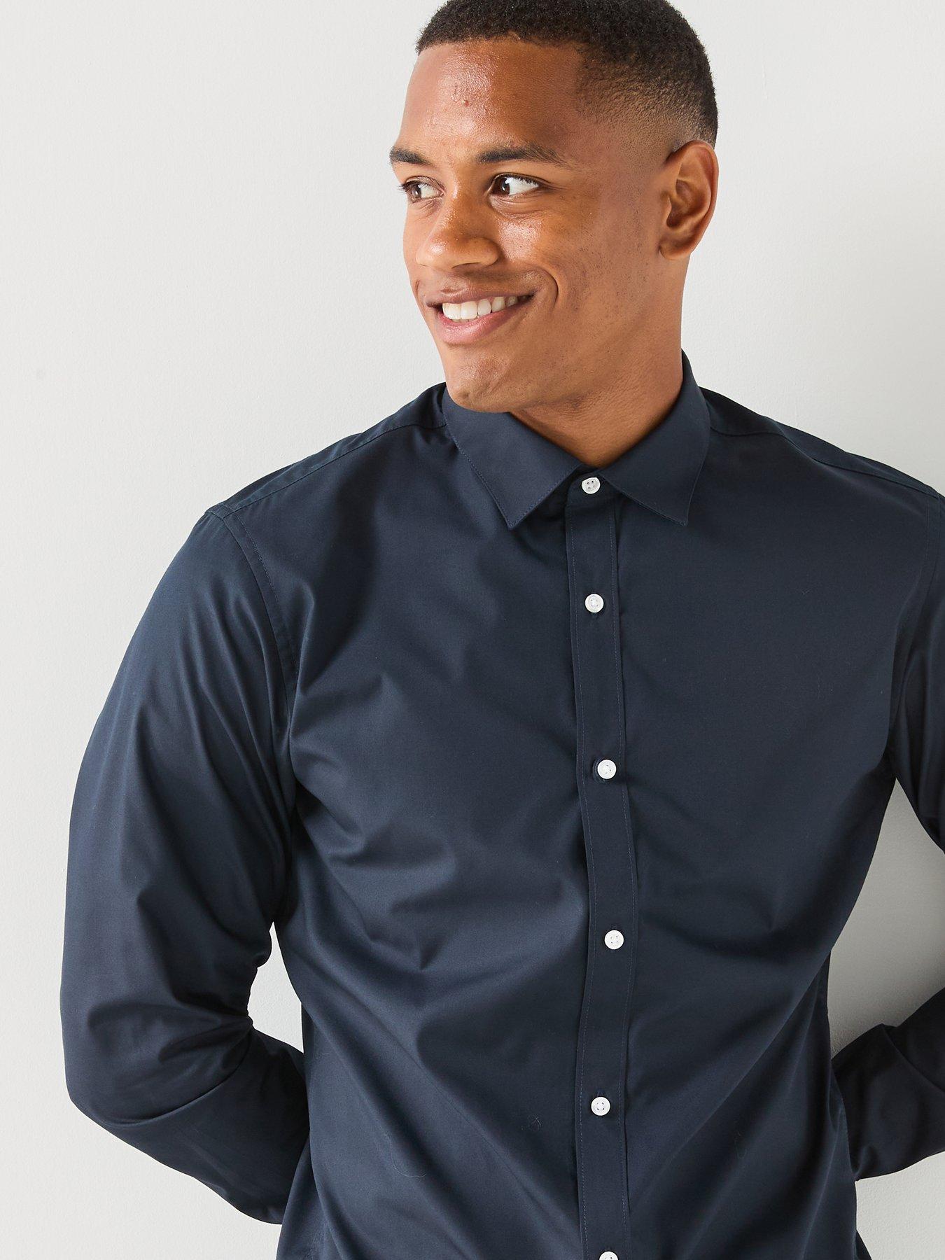 Image 4 of 6 of Jack & Jones Joe Long Sleeve Plain Shirt - Navy Blazer