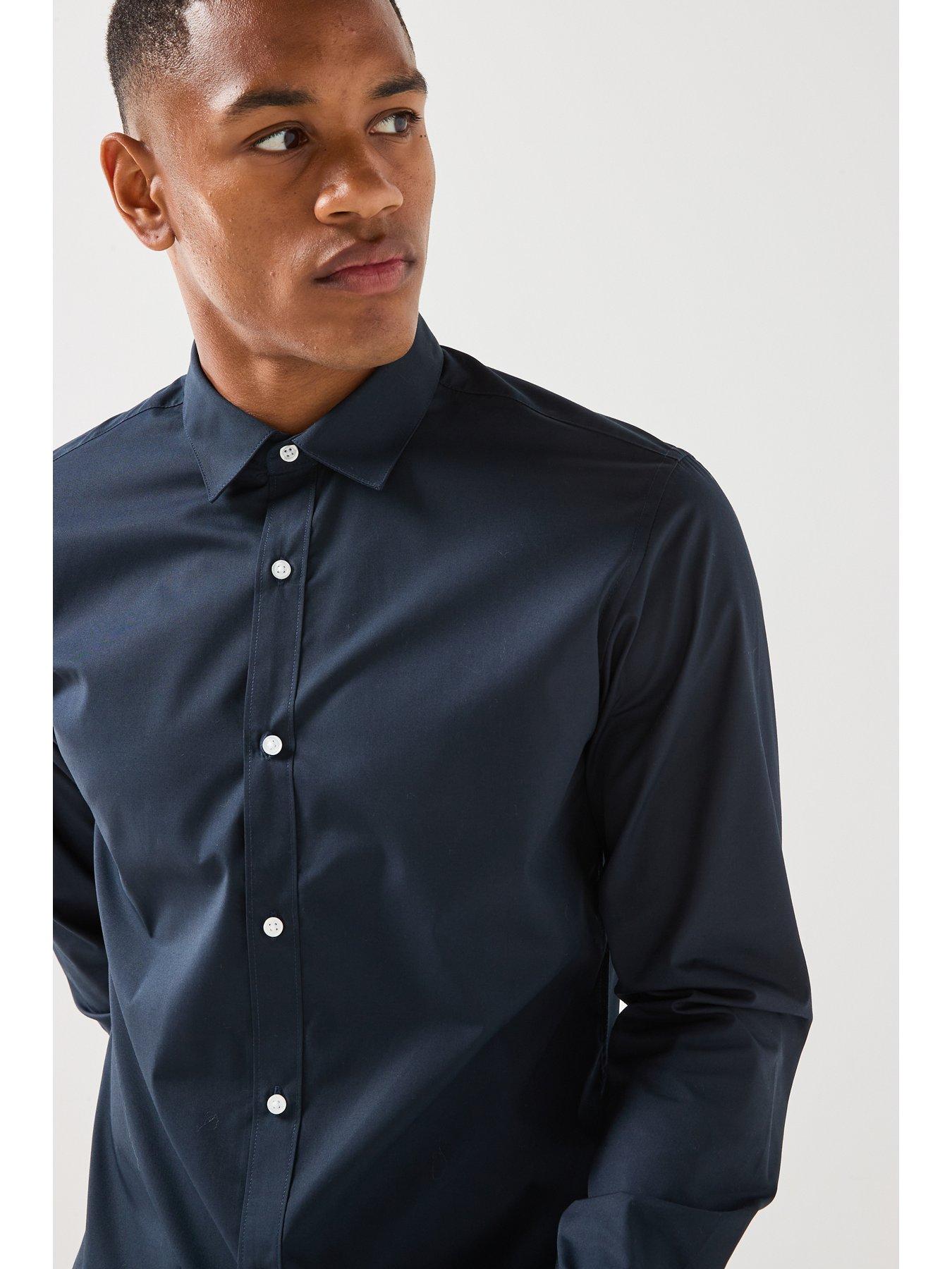 Image 5 of 6 of Jack & Jones Joe Long Sleeve Plain Shirt - Navy Blazer