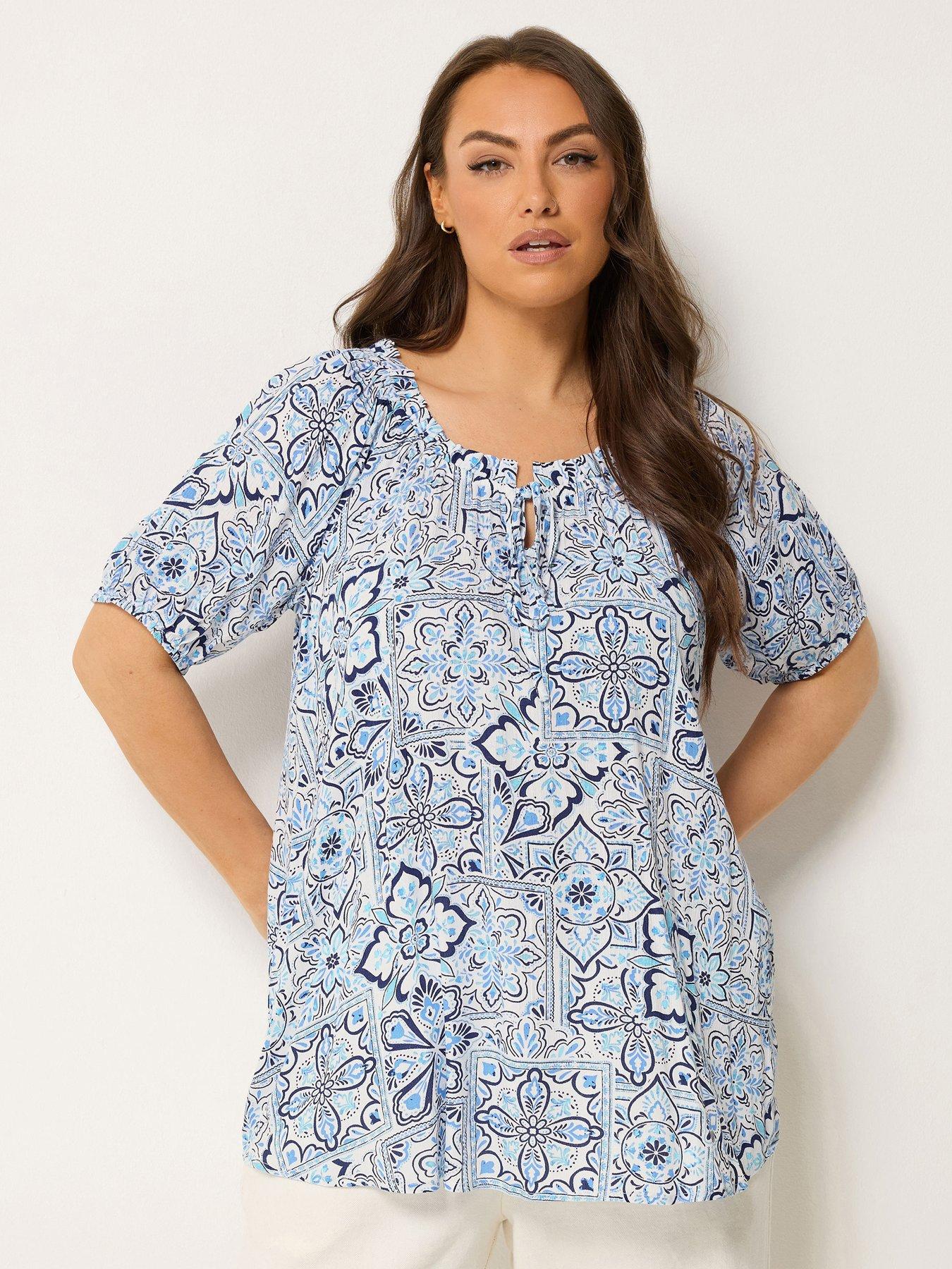 Yours Curve Tile Print Gypsy Bardot Top
