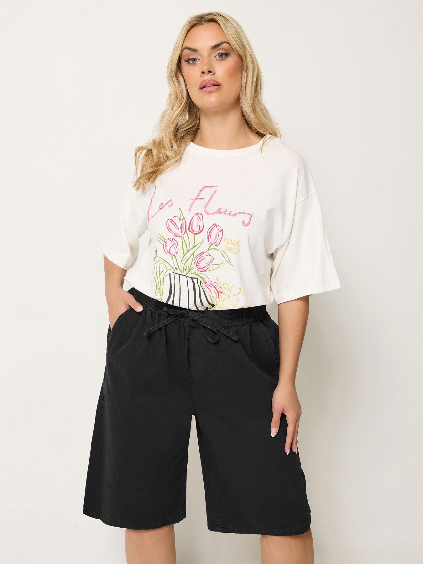 Yours Curve Pull On Denim Jort - Black