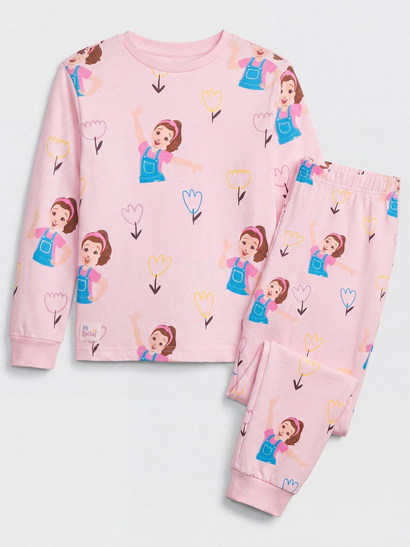 Image 1 of 3 of The Very Collection Girls Ms Rachel All-Over Print Long Sleeve Pyjamas - Pink