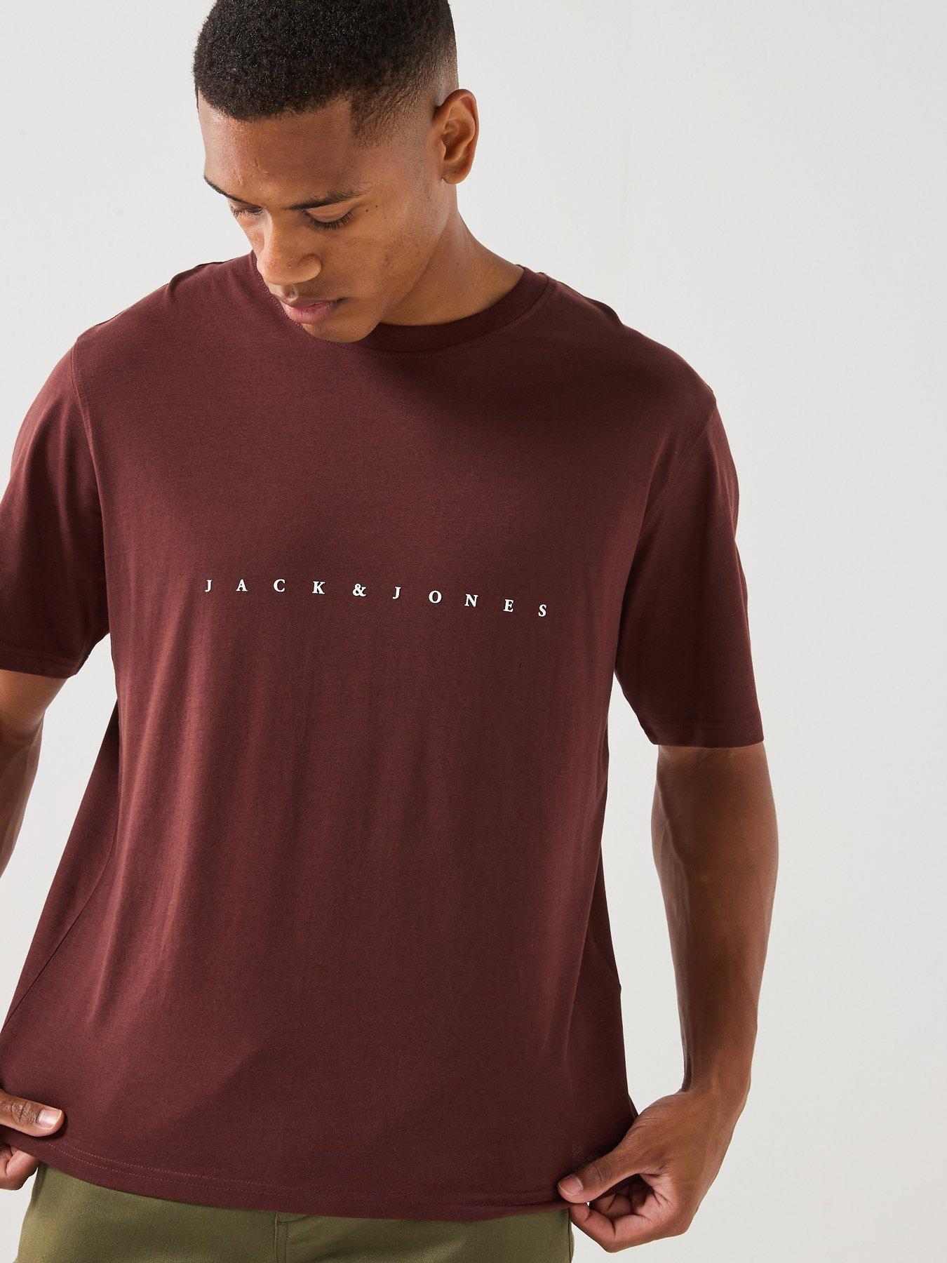 Jack & Jones Star Crew Neck T-Shirt, Bitter Chocolate, Size S, Men