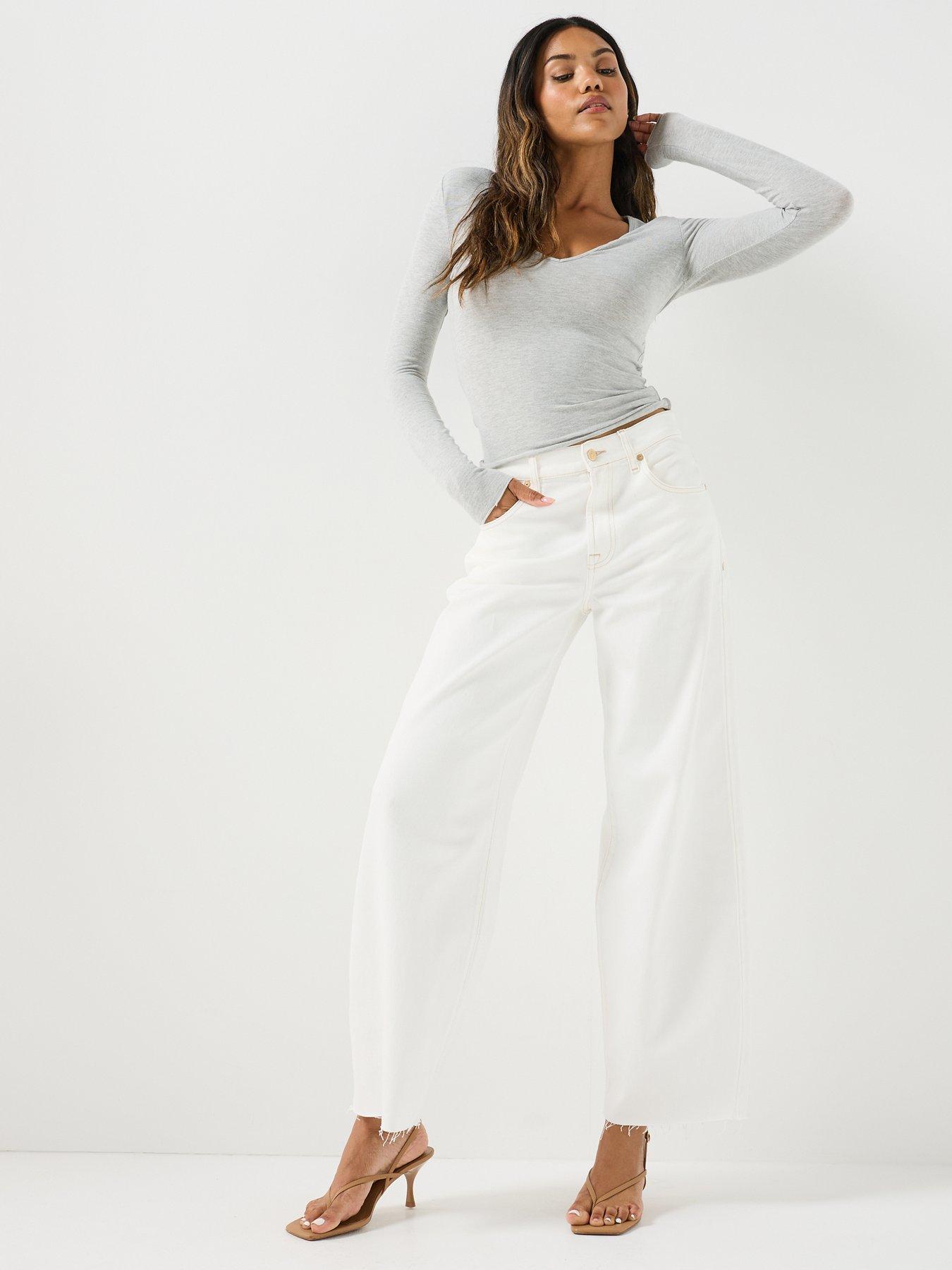 Image 3 of 6 of 7 FOR ALL MANKIND Bonnie Curvilinear In Milkyway - White