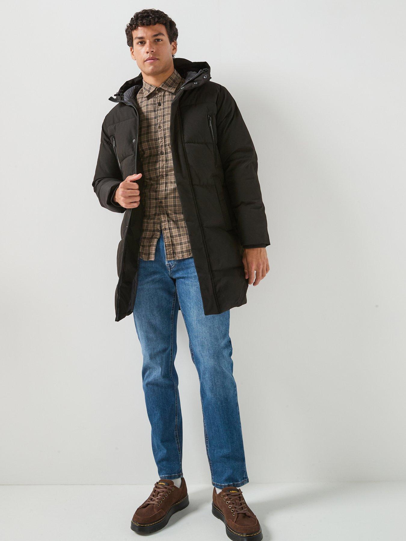 Image 3 of 6 of Jack & Jones Mens Becks Longline Hooded Puffer Jacket - Black