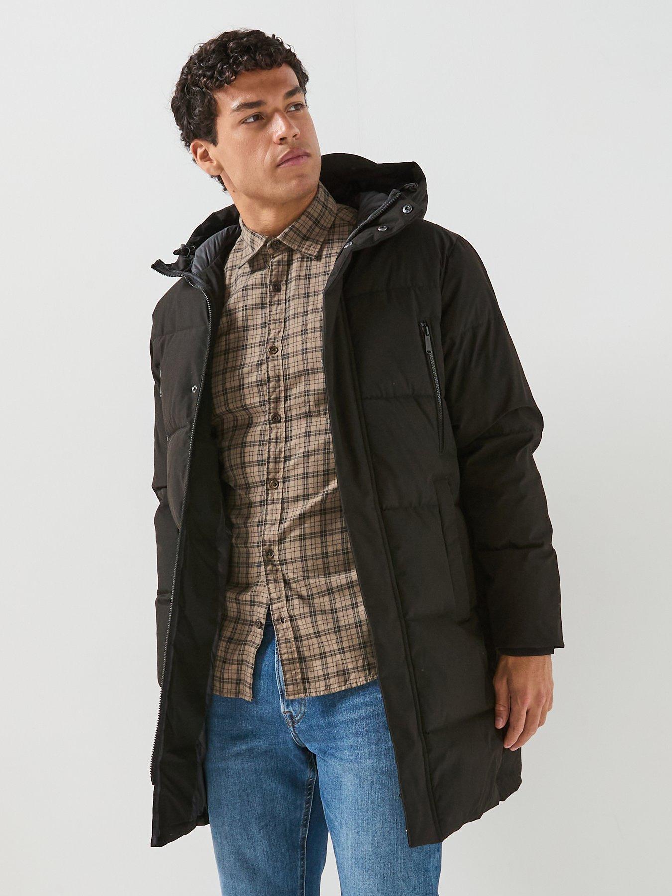 Image 6 of 6 of Jack & Jones Mens Becks Longline Hooded Puffer Jacket - Black