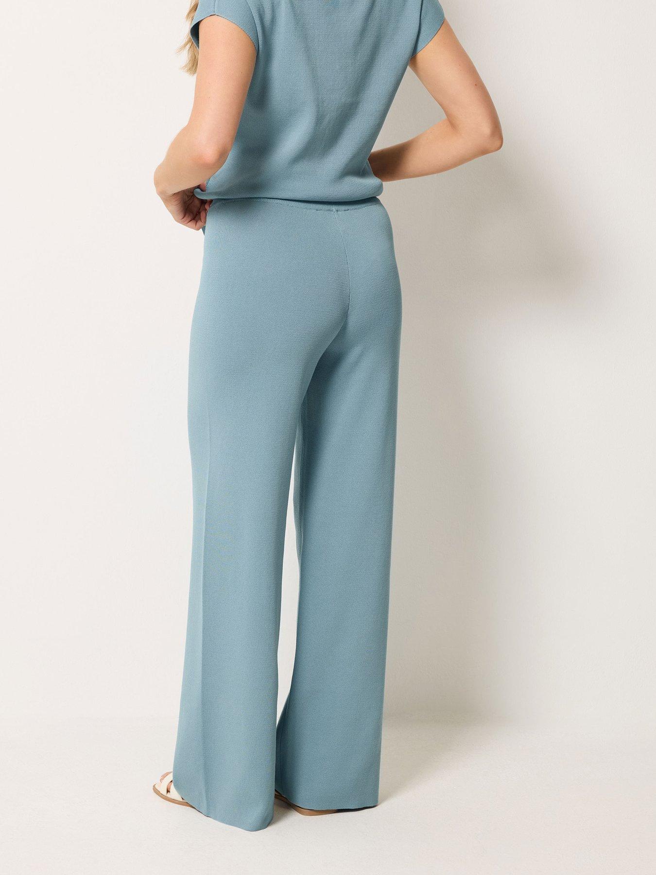 Image 2 of 4 of Long Tall Sally Knitted Wide Leg Trousers - Blue