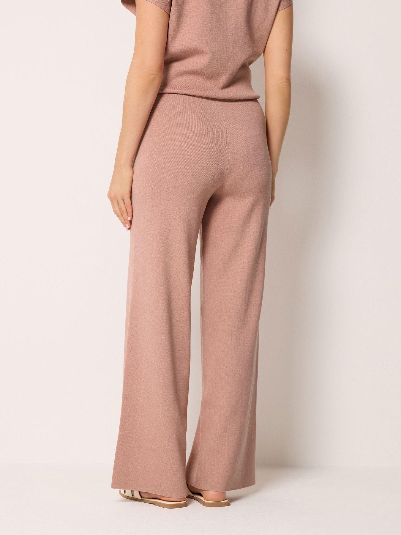 Image 2 of 4 of Long Tall Sally Knitted Wide Leg Trousers - Pink