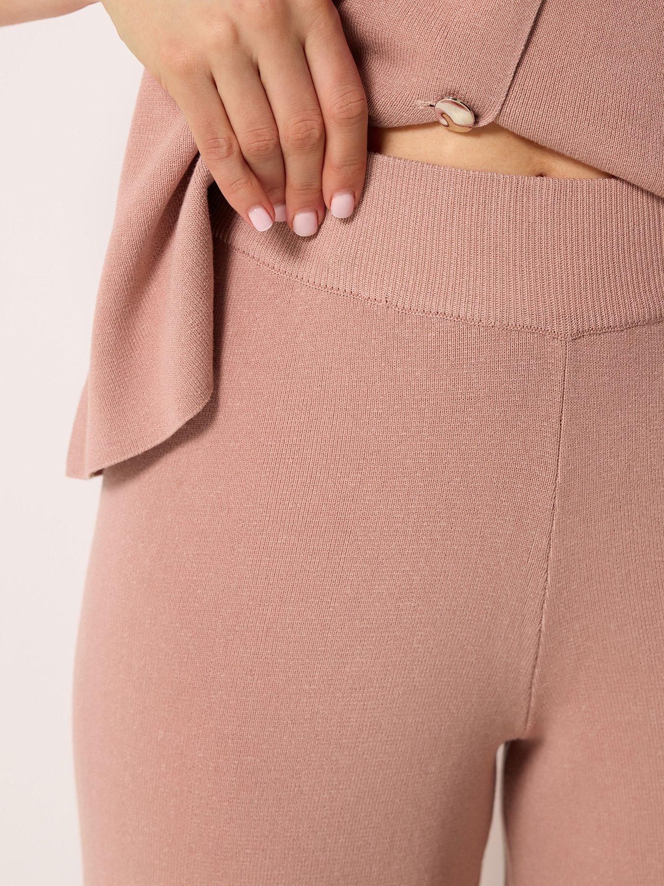Image 4 of 4 of Long Tall Sally Knitted Wide Leg Trousers - Pink
