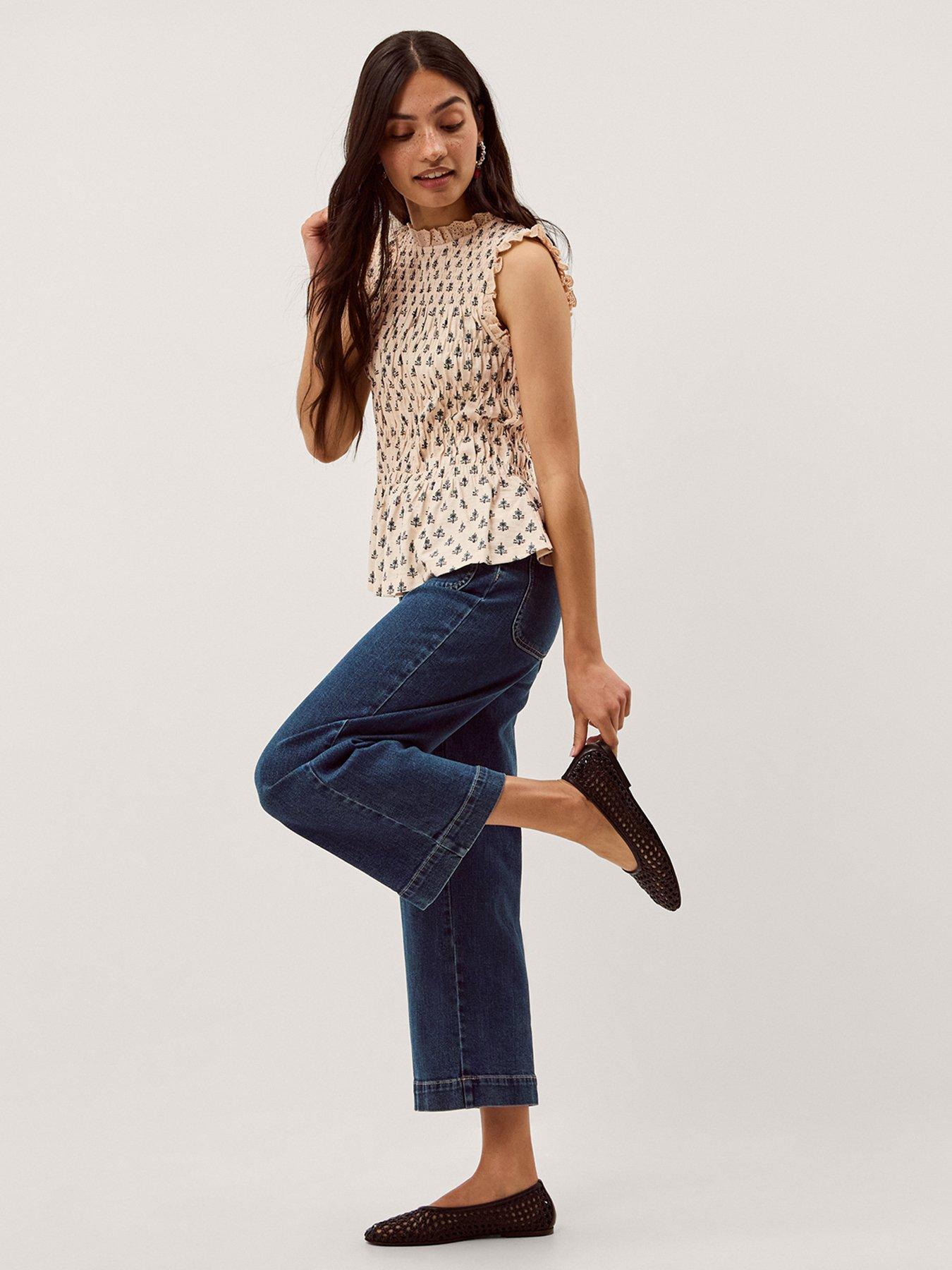 Image 3 of 5 of Monsoon Amaya Print Jersey Top - Cream