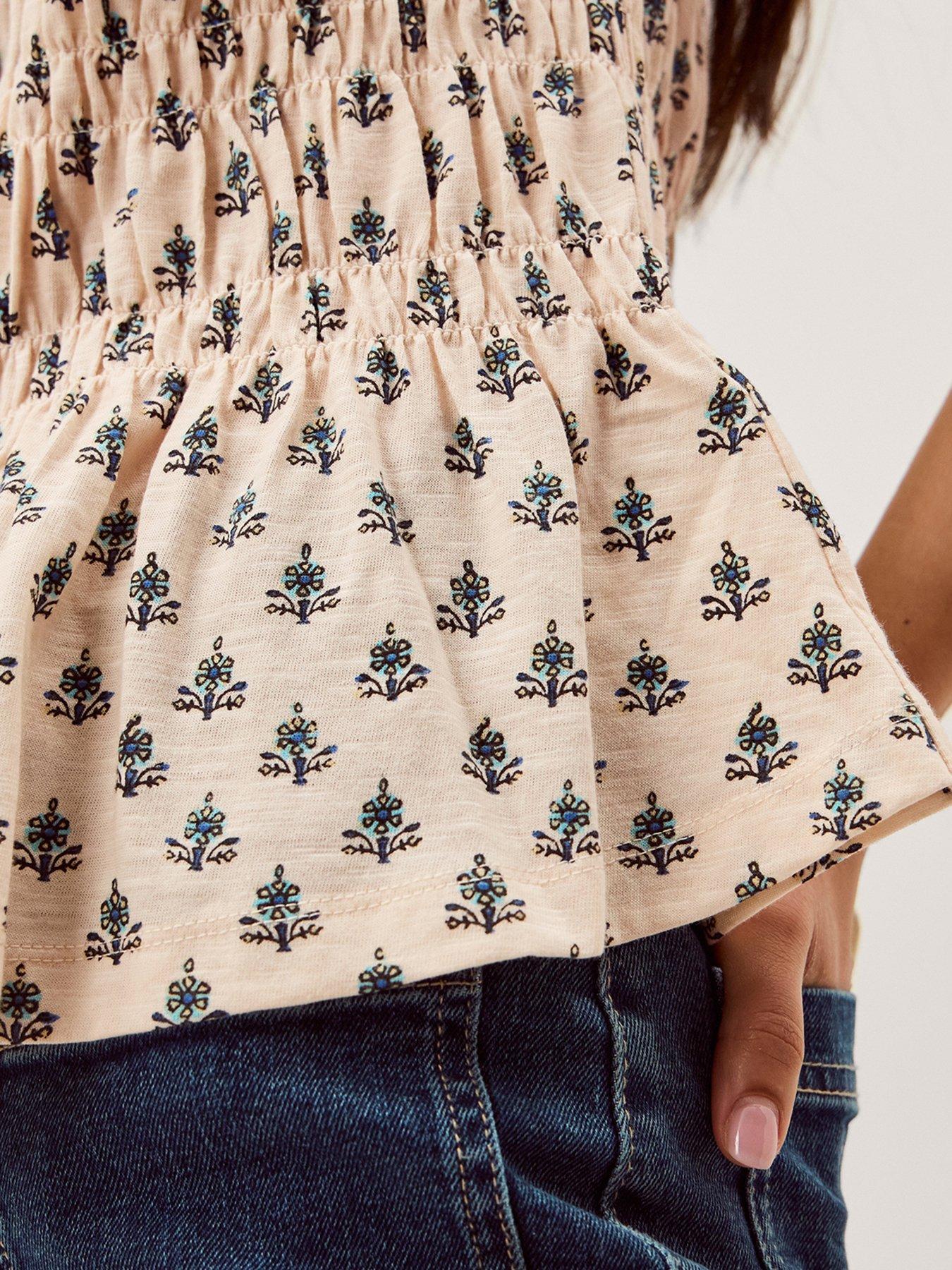 Image 4 of 5 of Monsoon Amaya Print Jersey Top - Cream