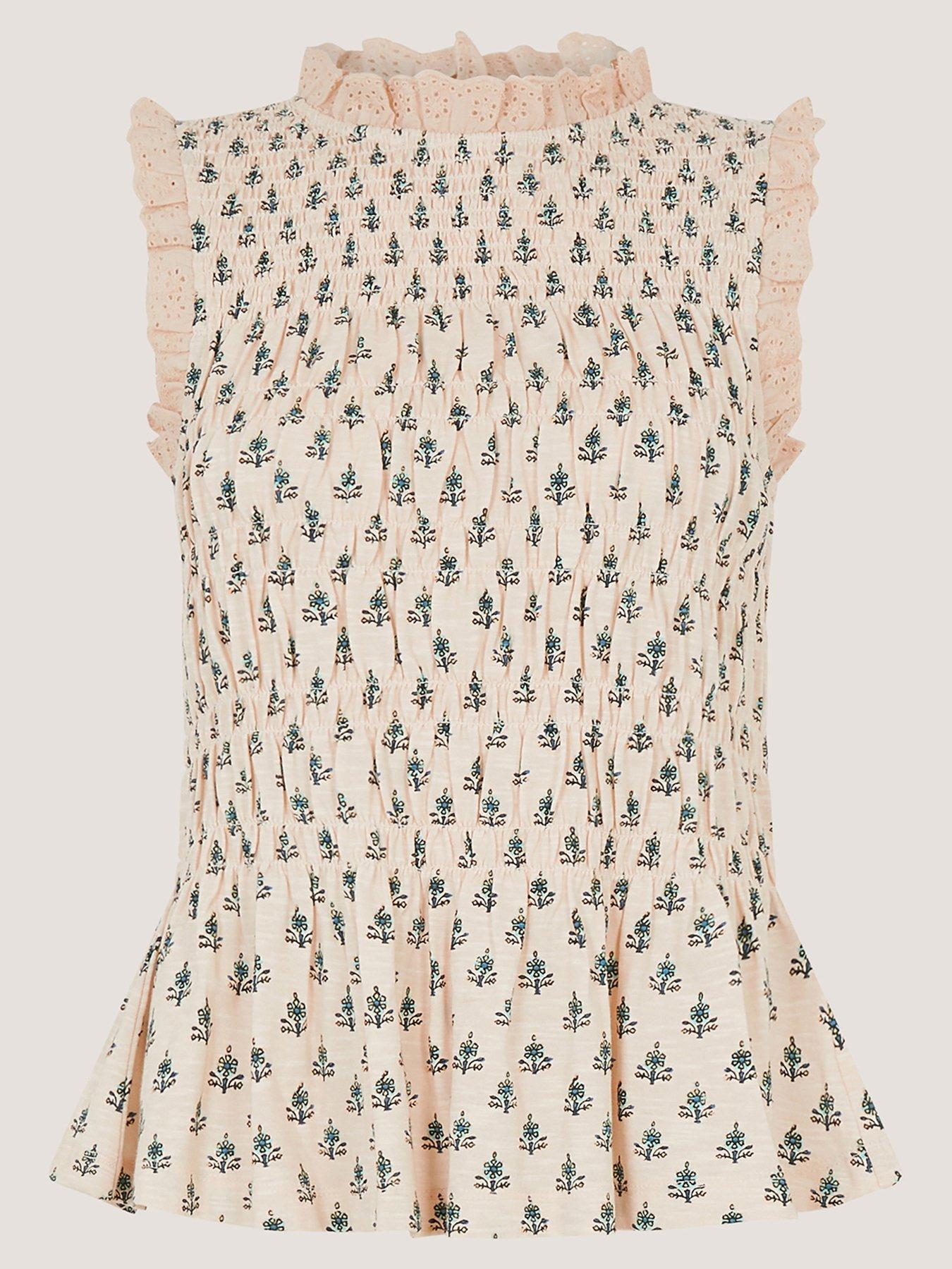Image 5 of 5 of Monsoon Amaya Print Jersey Top - Cream