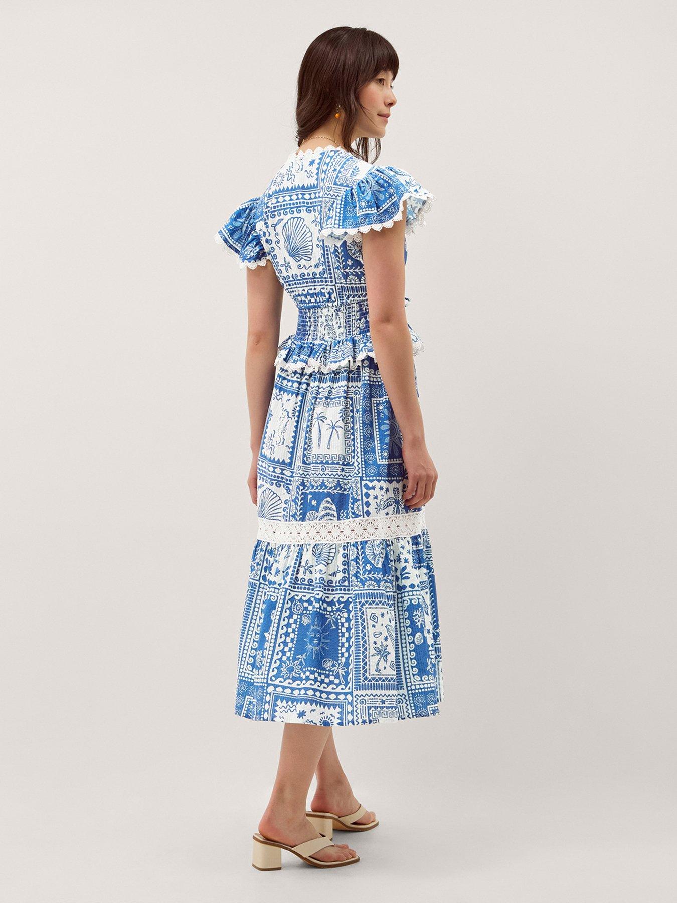Image 2 of 5 of Monsoon Soleil Print Dress - Blue