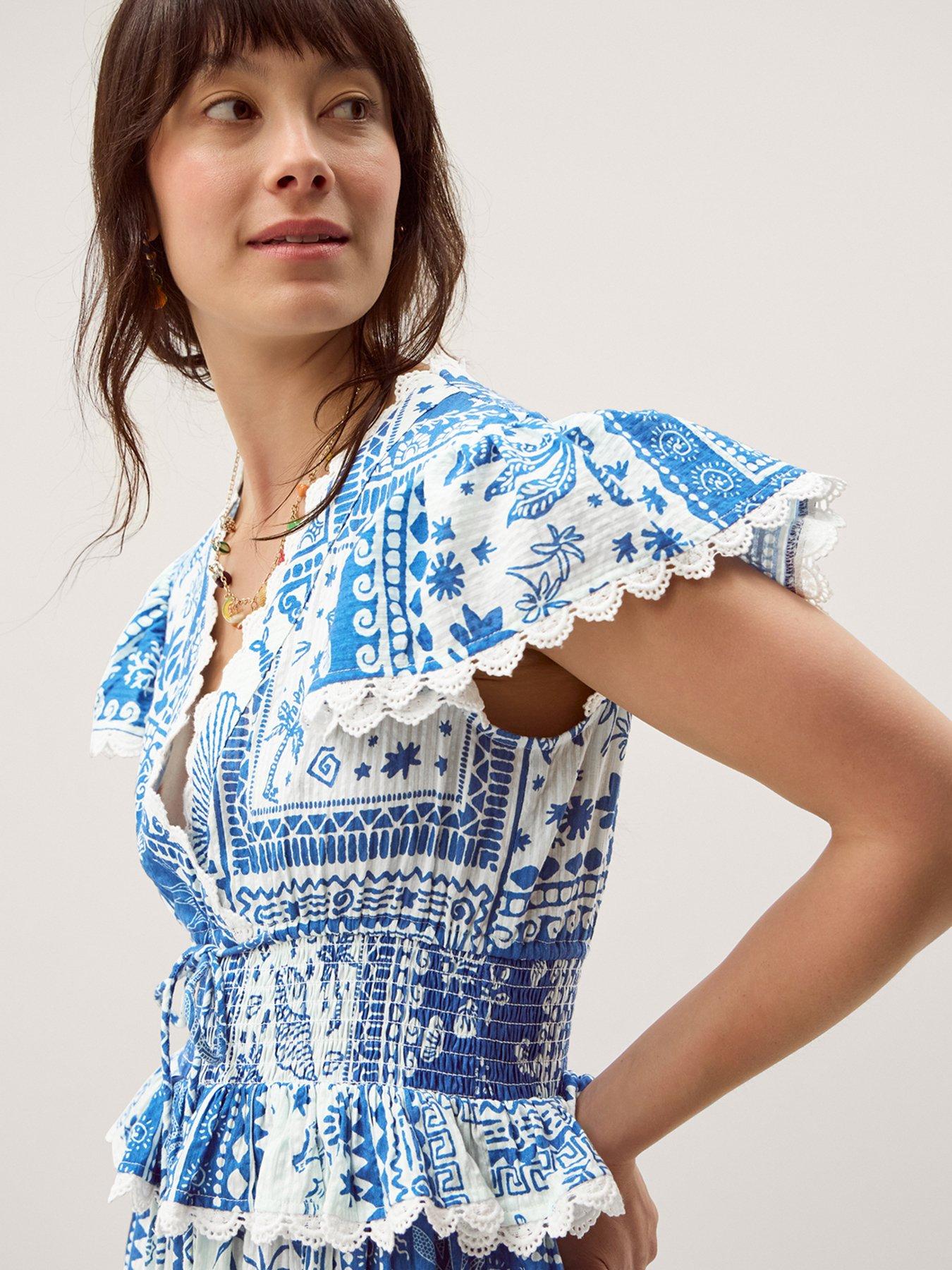 Image 3 of 5 of Monsoon Soleil Print Dress - Blue
