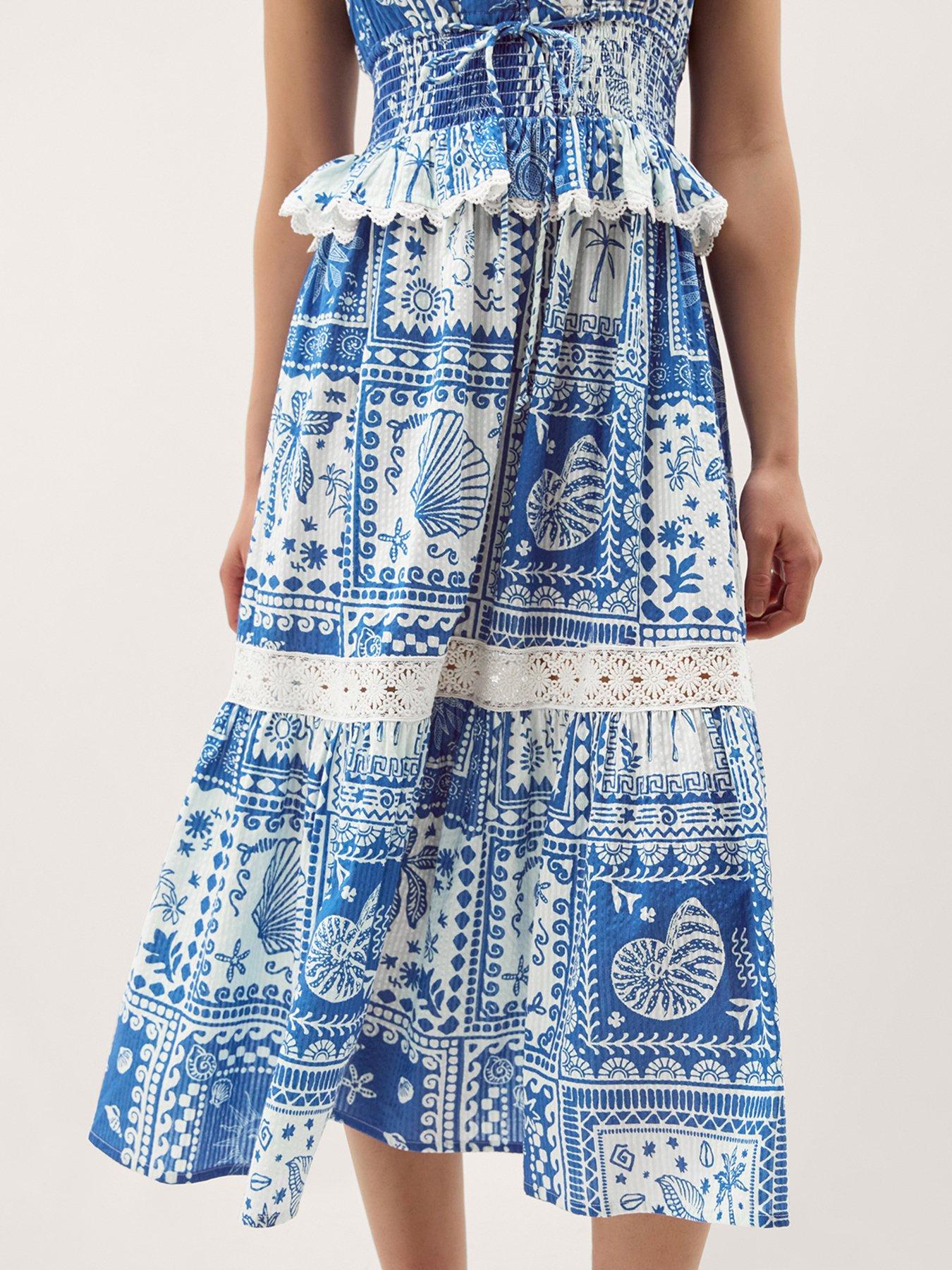 Image 4 of 5 of Monsoon Soleil Print Dress - Blue
