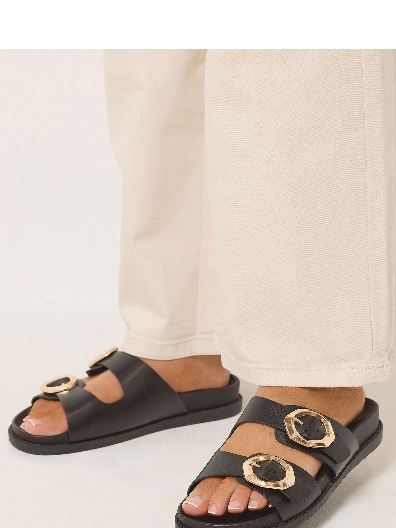 Image 1 of 5 of Yours Extra Wide Fit Brushed Buckle Mule - Black