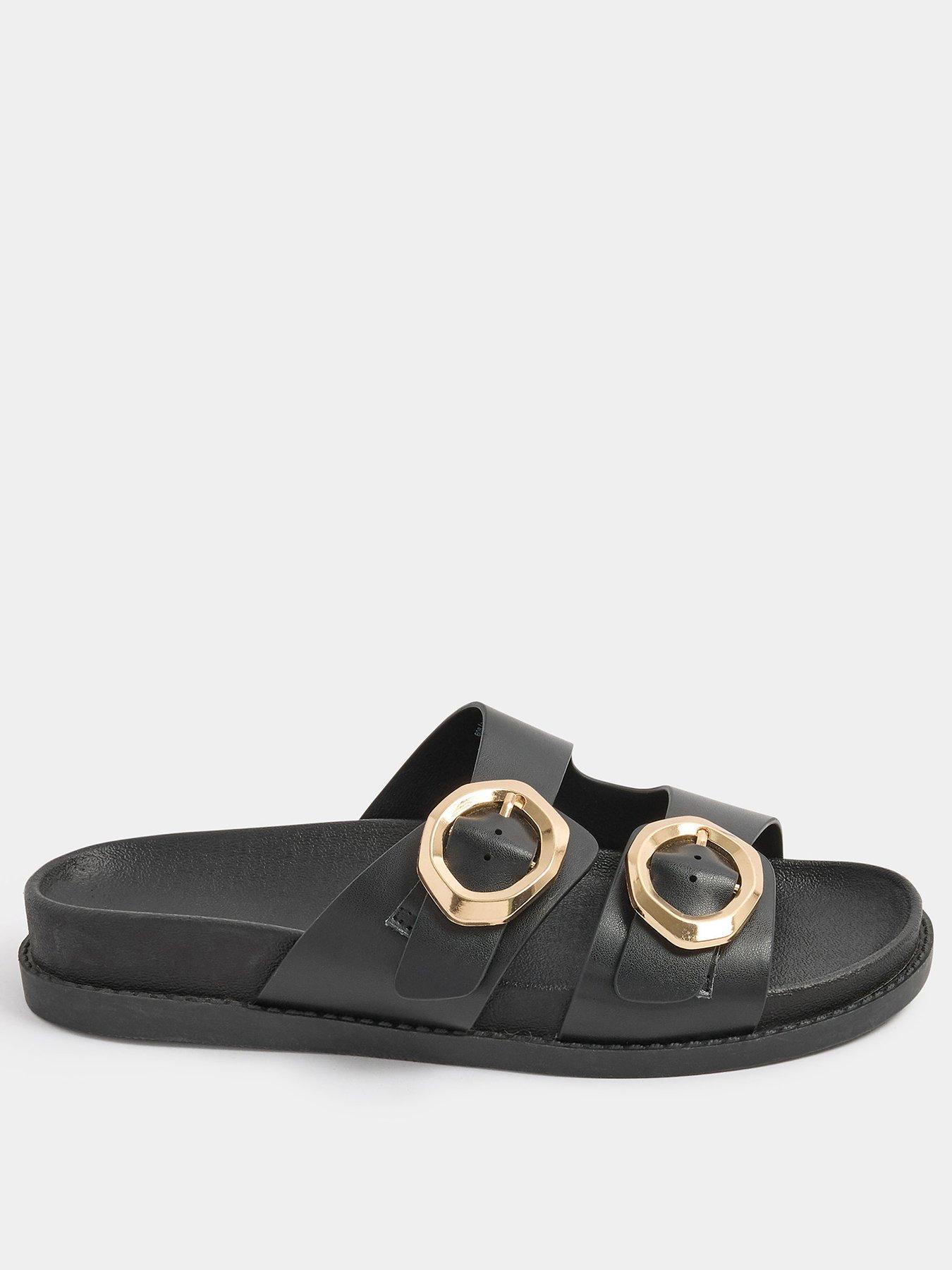 Image 2 of 5 of Yours Extra Wide Fit Brushed Buckle Mule - Black
