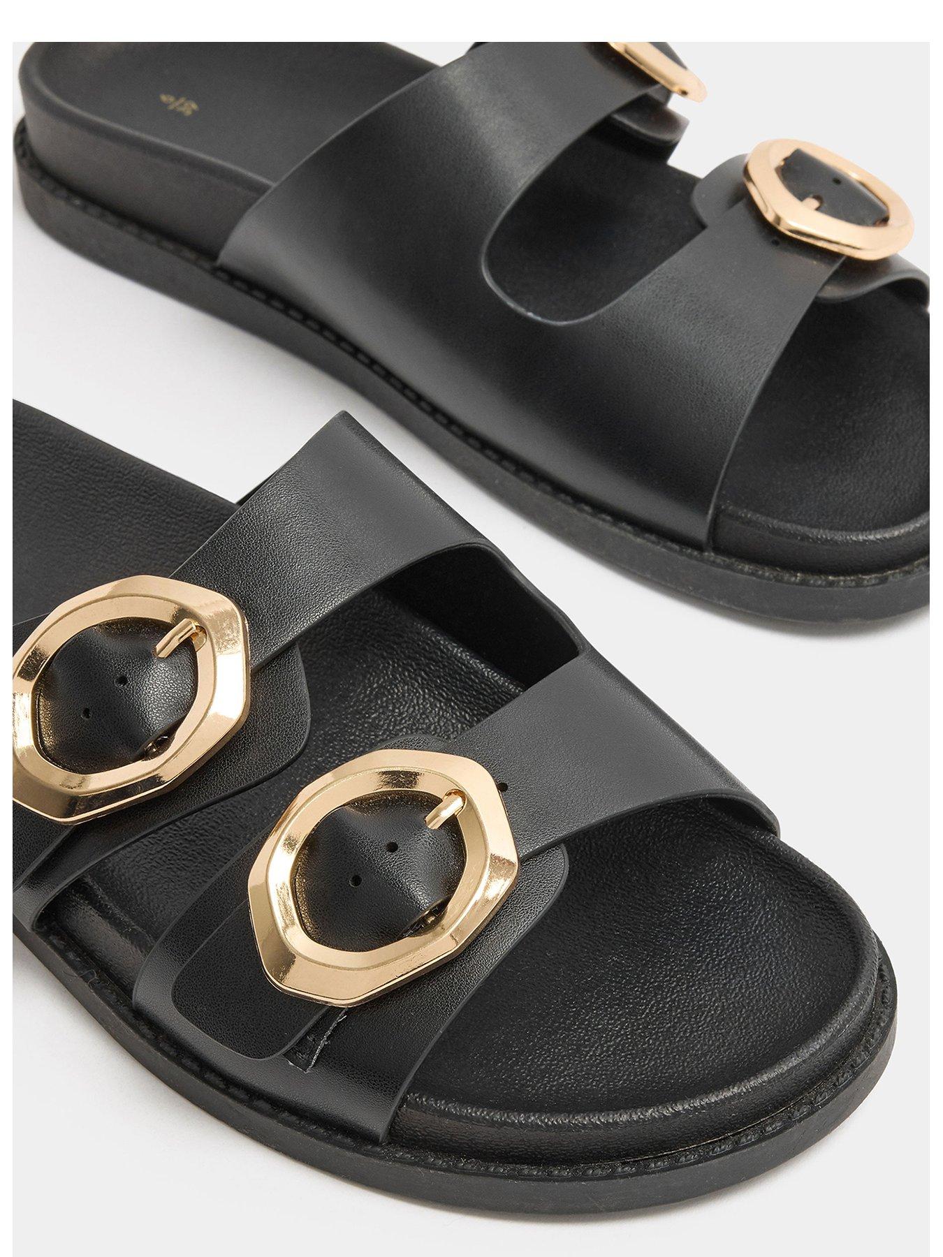 Image 4 of 5 of Yours Extra Wide Fit Brushed Buckle Mule - Black