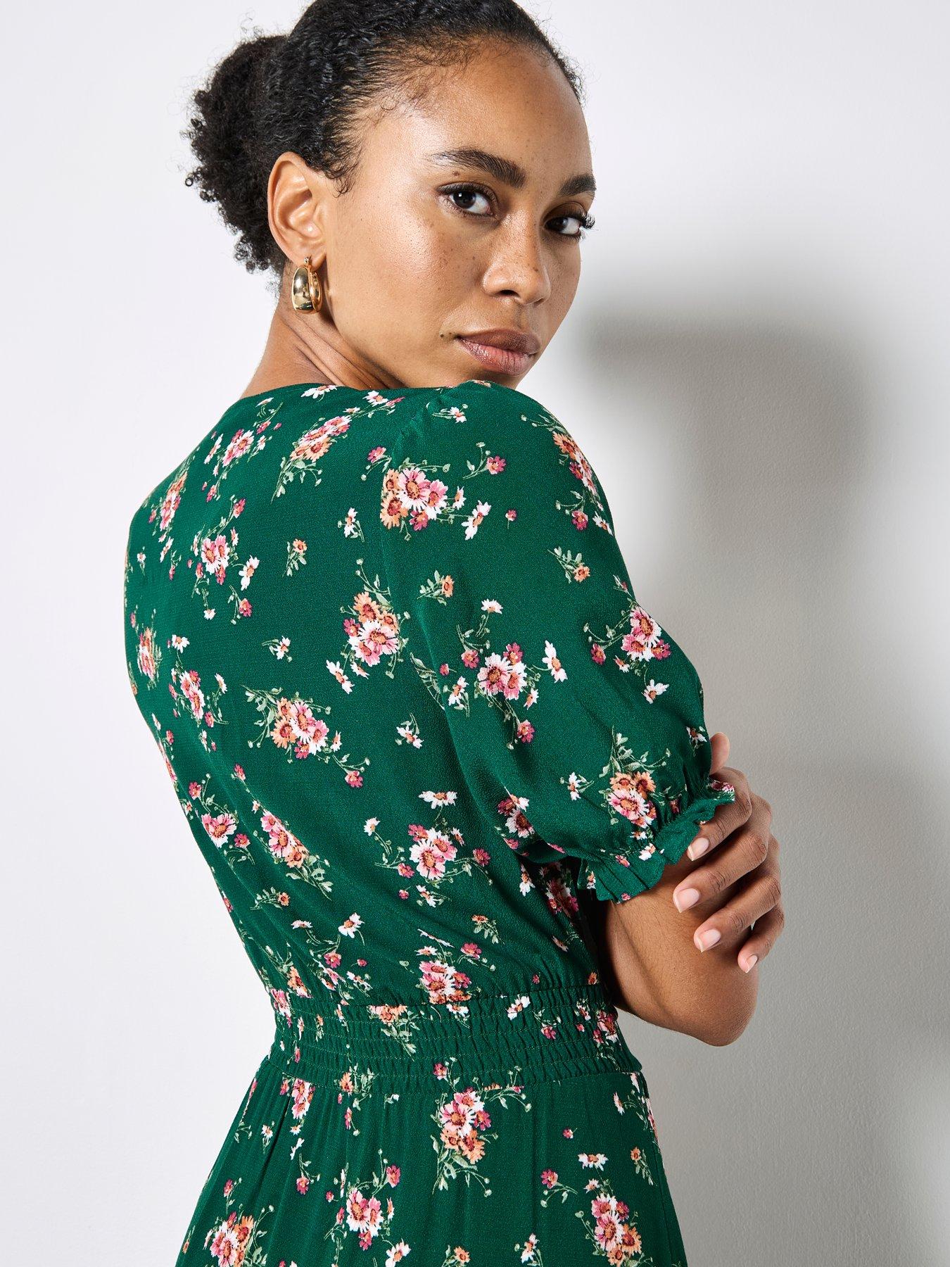 green tea dress uk Sophia Alexia Long Emerald Leopard Maxi Ruffle Wrap Dress main image 0