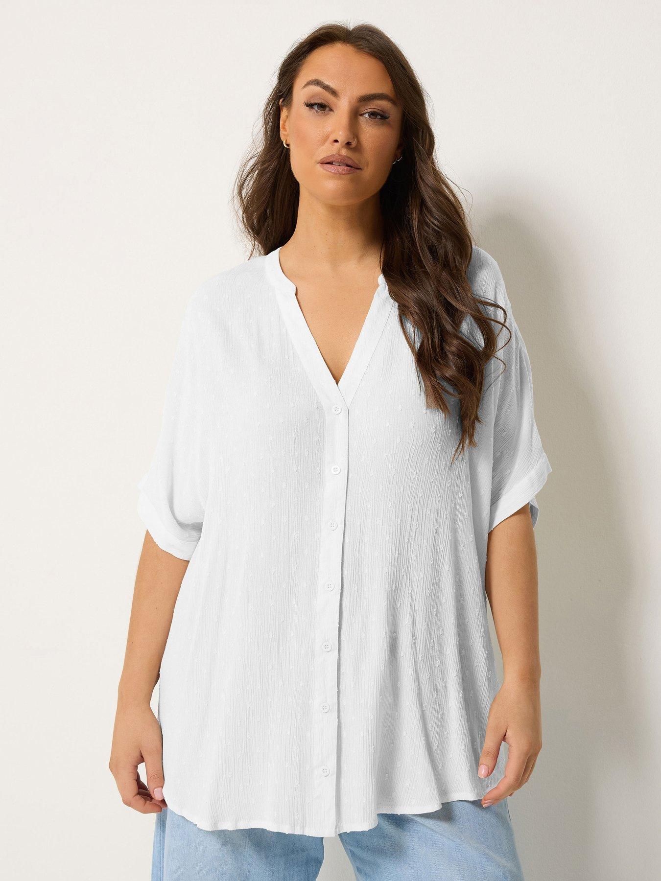Yours Curve Printed Crinkle Notchneck Top
