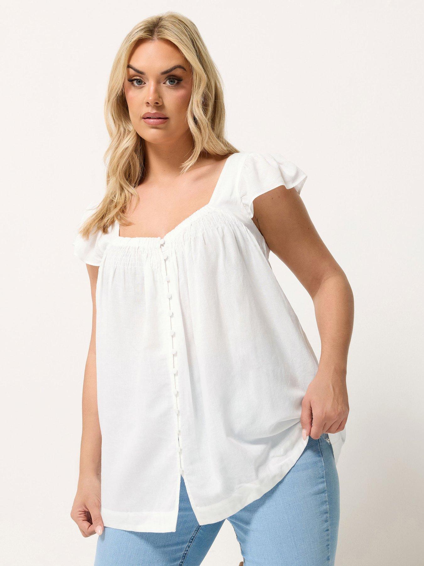 Yours Curve Linen Cap Sleeve Top