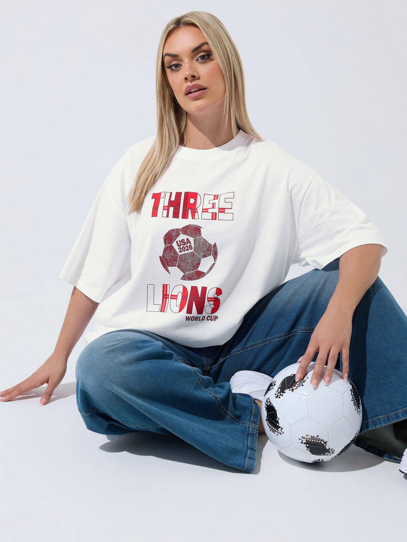 Yours Curve Three Lions T-Shirt - White