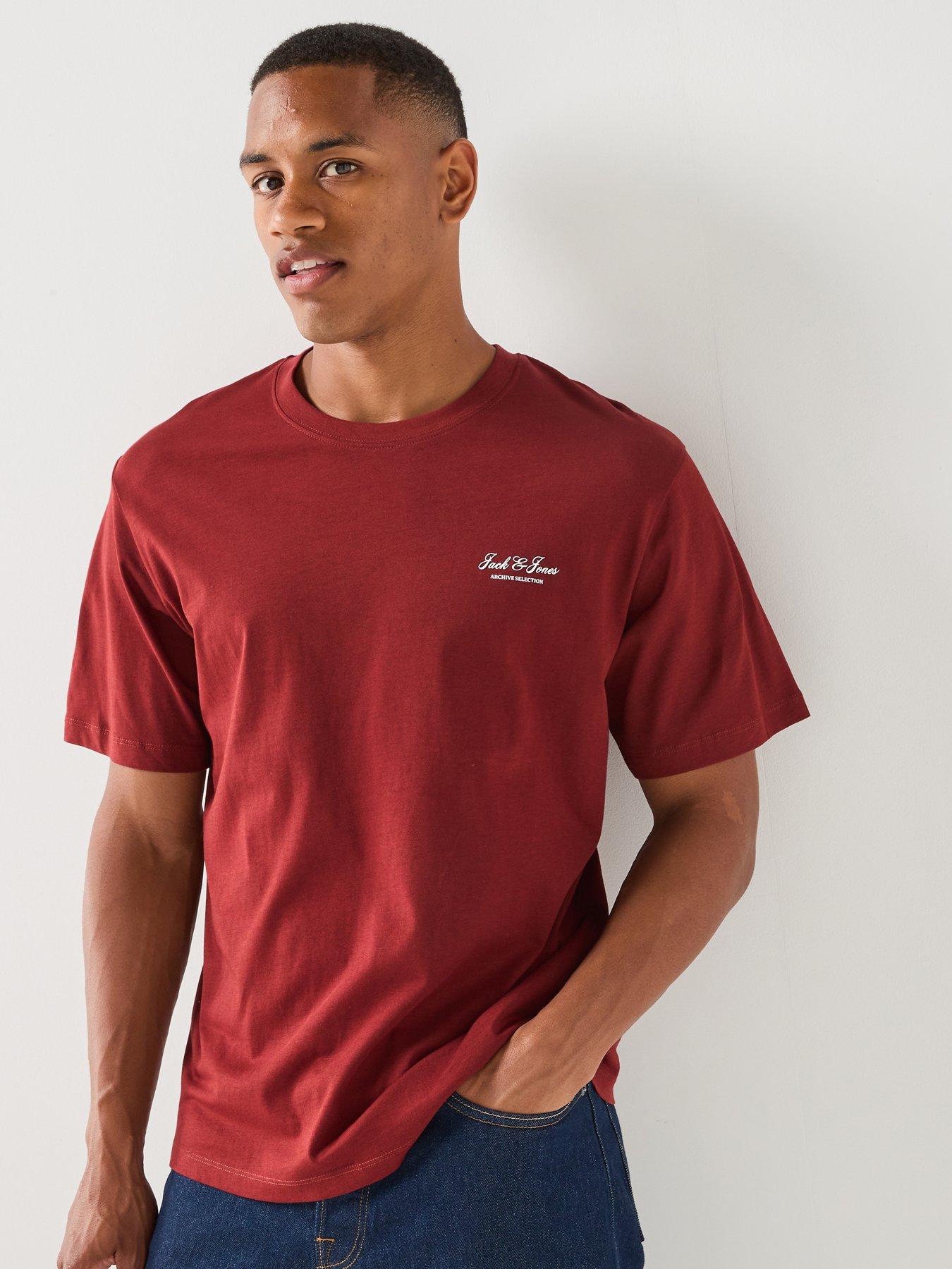 Jack & Jones Archive Graphic Crew Neck T-Shirt, Fired Brick, Size M, Men