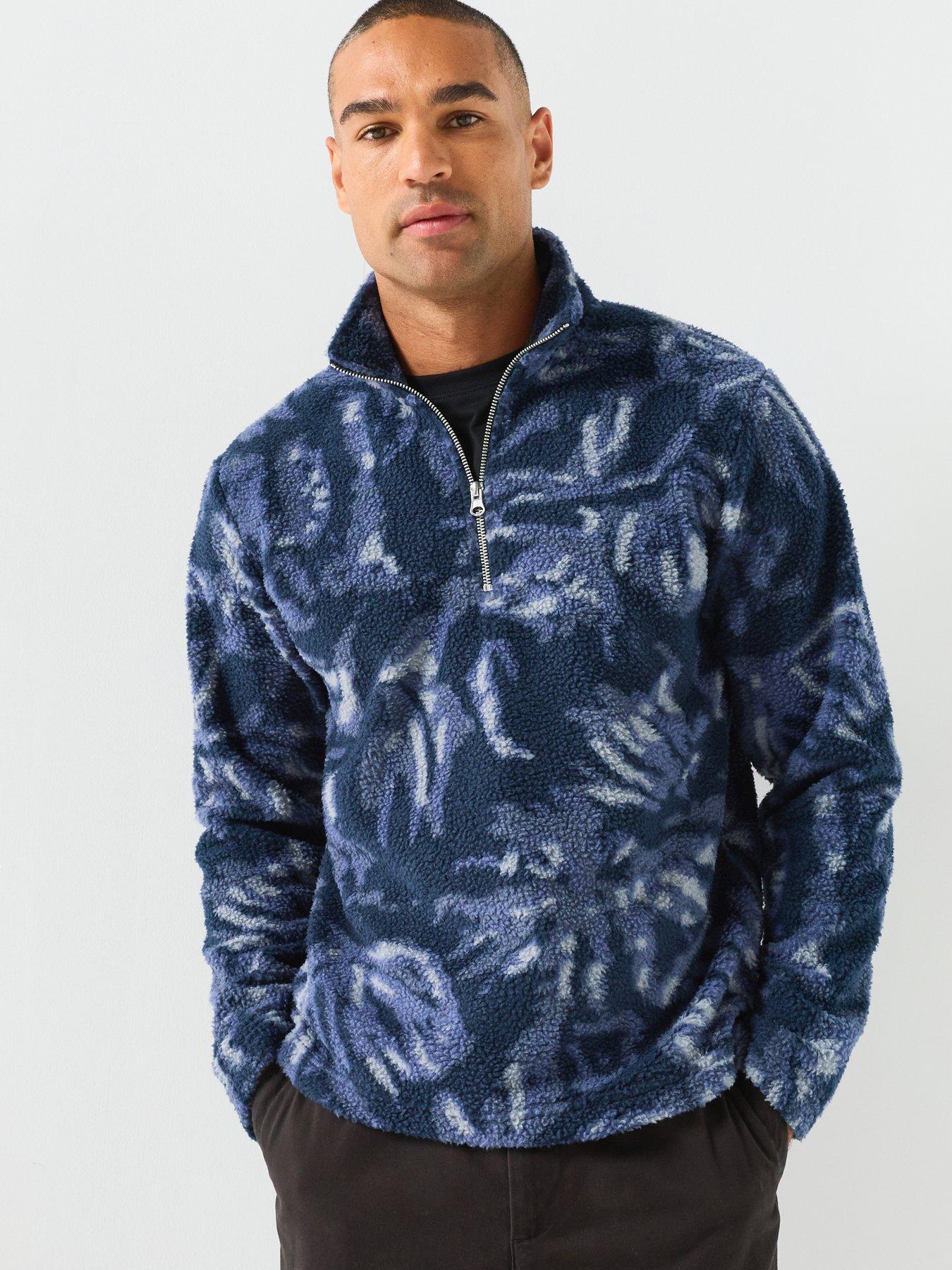 Jack & Jones Men's Blue Half Zip Printed Fleece - Image 2