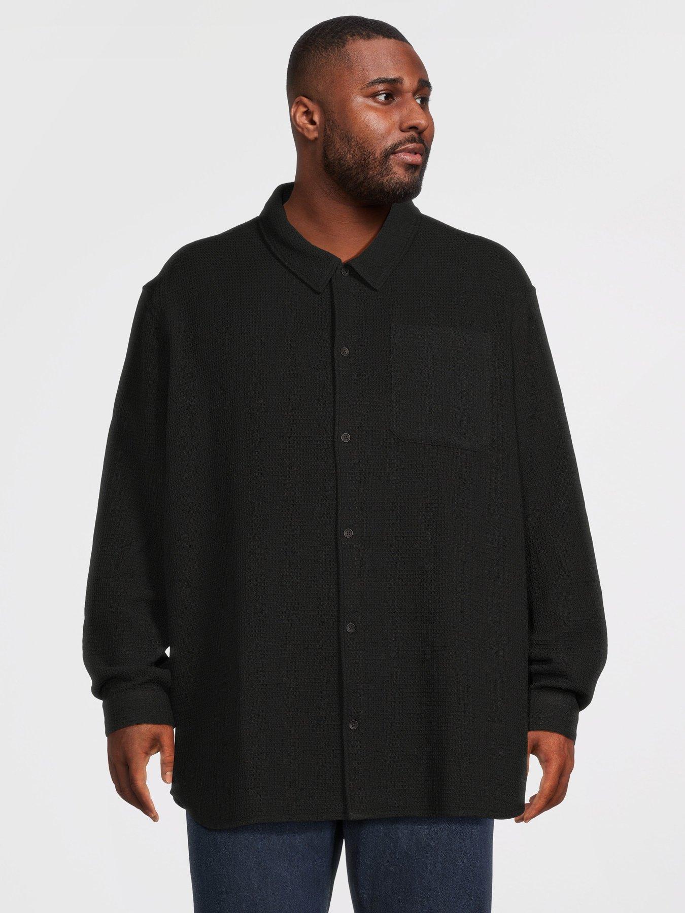 Jack & Jones Men's Black Austin Waffle Shirt Size 5XL(62) - Image 2