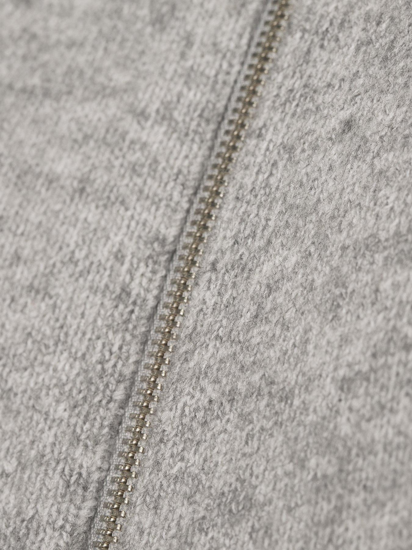 Image 4 of 5 of Jack & Jones Mens Plus Size Soho Ollie High Neck Zip Thru Jumper - Light Grey Melange