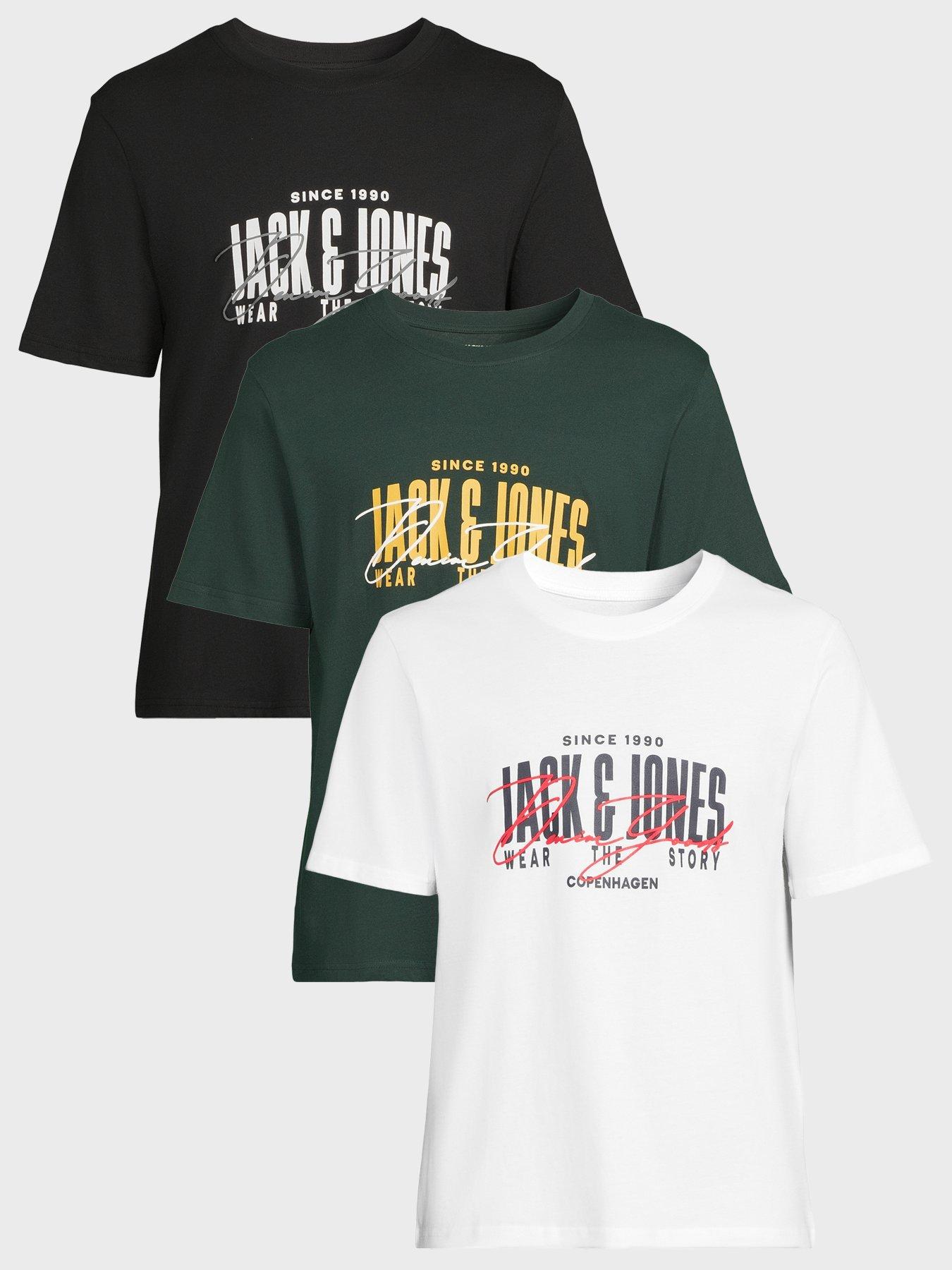 Jack & Jones Aero Crew Neck 3 Pack T-Shirt - Multi
