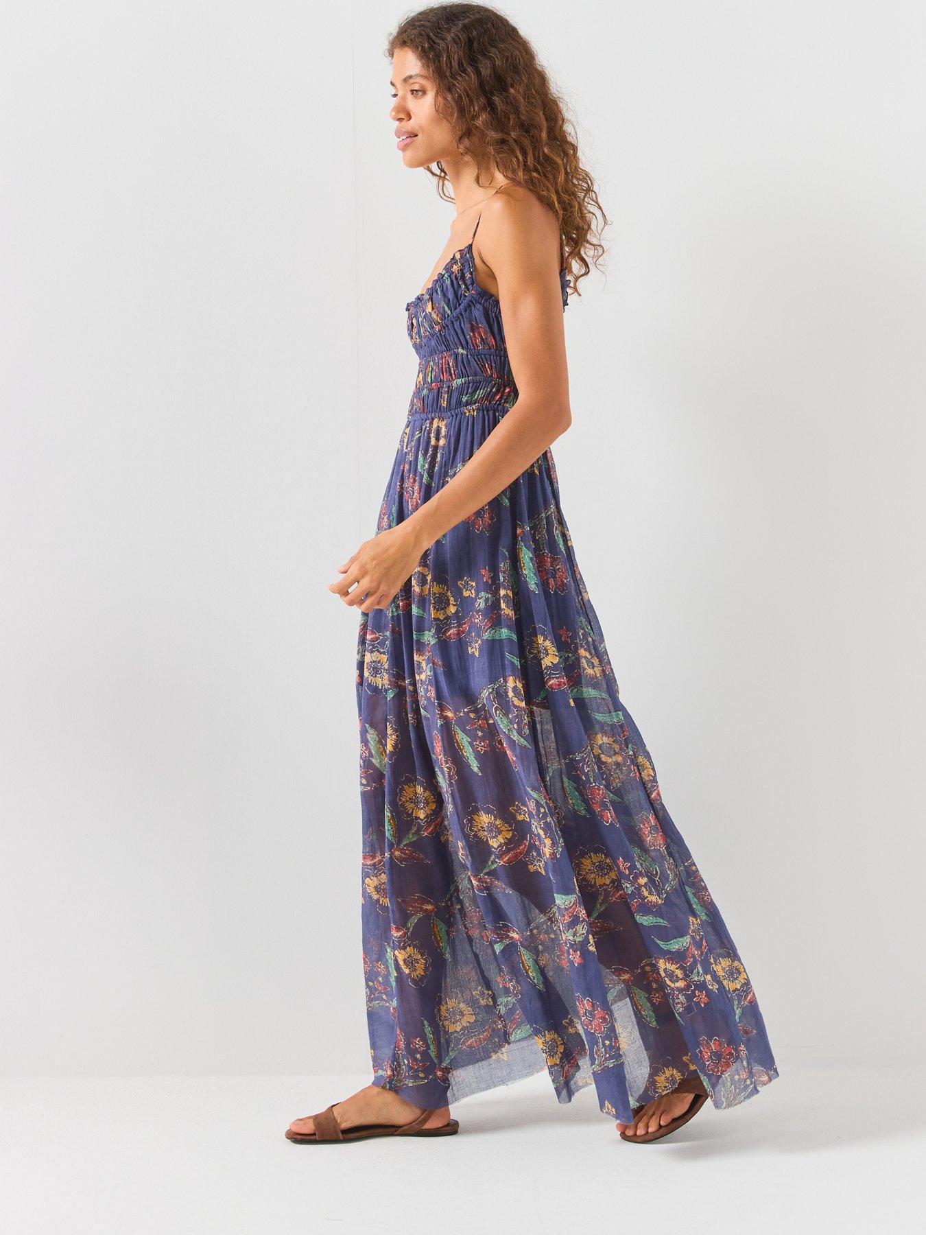 Image 3 of 6 of FREE PEOPLE One Ciella Printed Maxi Dress - Blue