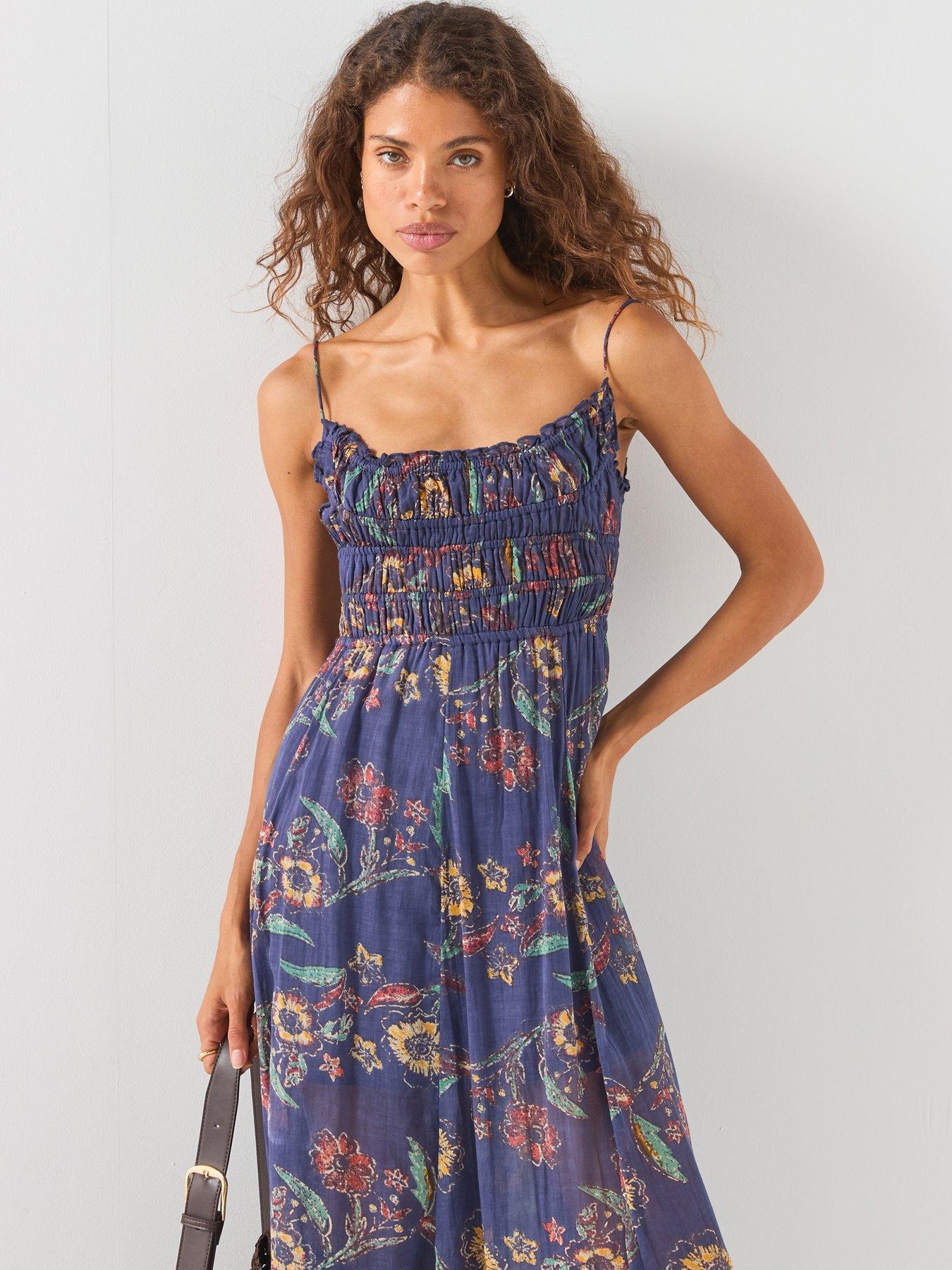 Image 4 of 6 of FREE PEOPLE One Ciella Printed Maxi Dress - Blue