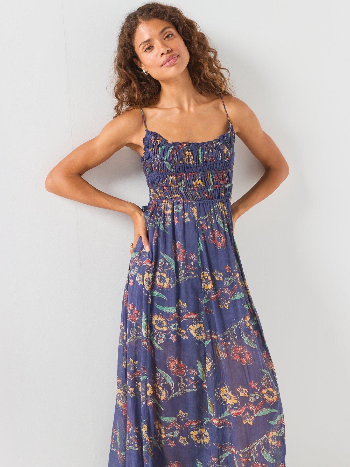 Image 6 of 6 of FREE PEOPLE One Ciella Printed Maxi Dress - Blue