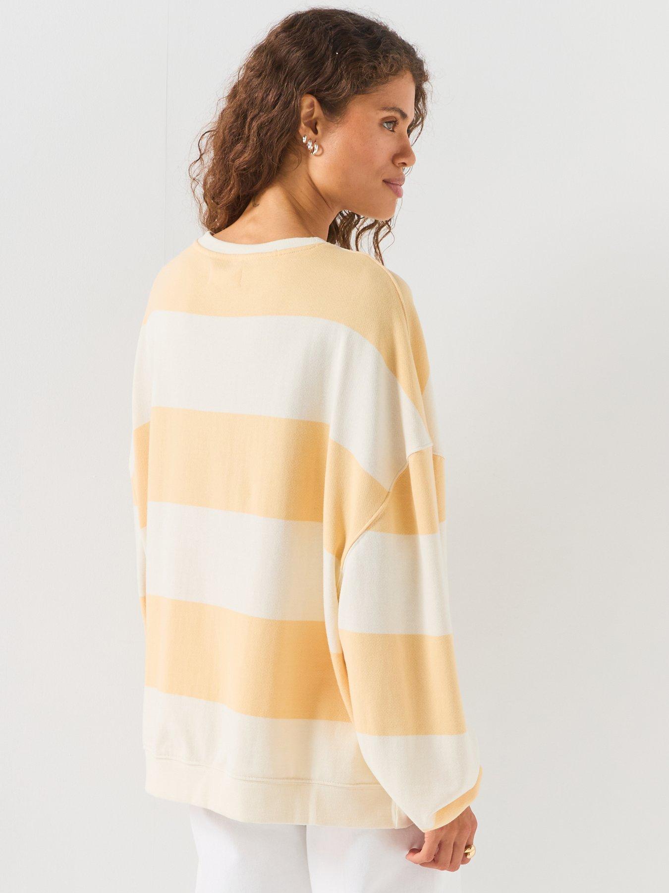 Image 2 of 6 of FREE PEOPLE We The Free Classic Striped Oversized Crewneck Sweatshirt - Orange