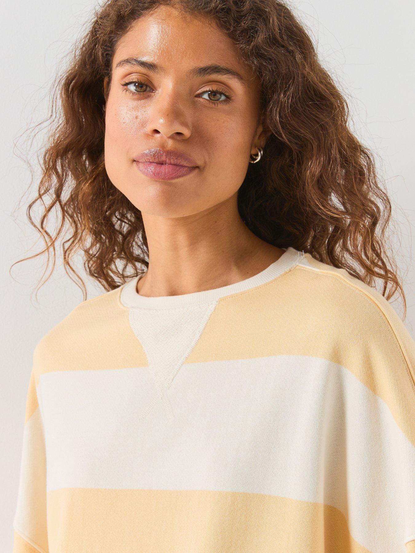 Image 4 of 6 of FREE PEOPLE We The Free Classic Striped Oversized Crewneck Sweatshirt - Orange