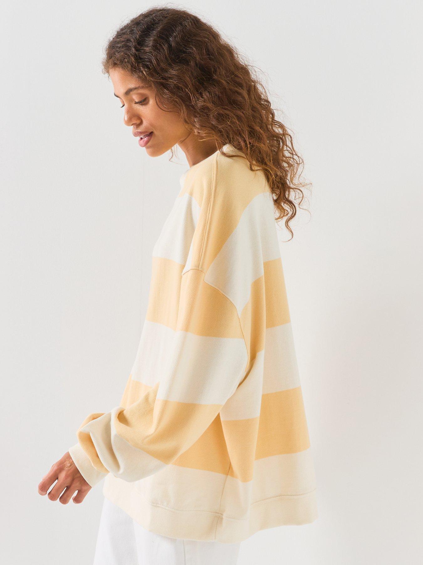 Image 5 of 6 of FREE PEOPLE We The Free Classic Striped Oversized Crewneck Sweatshirt - Orange