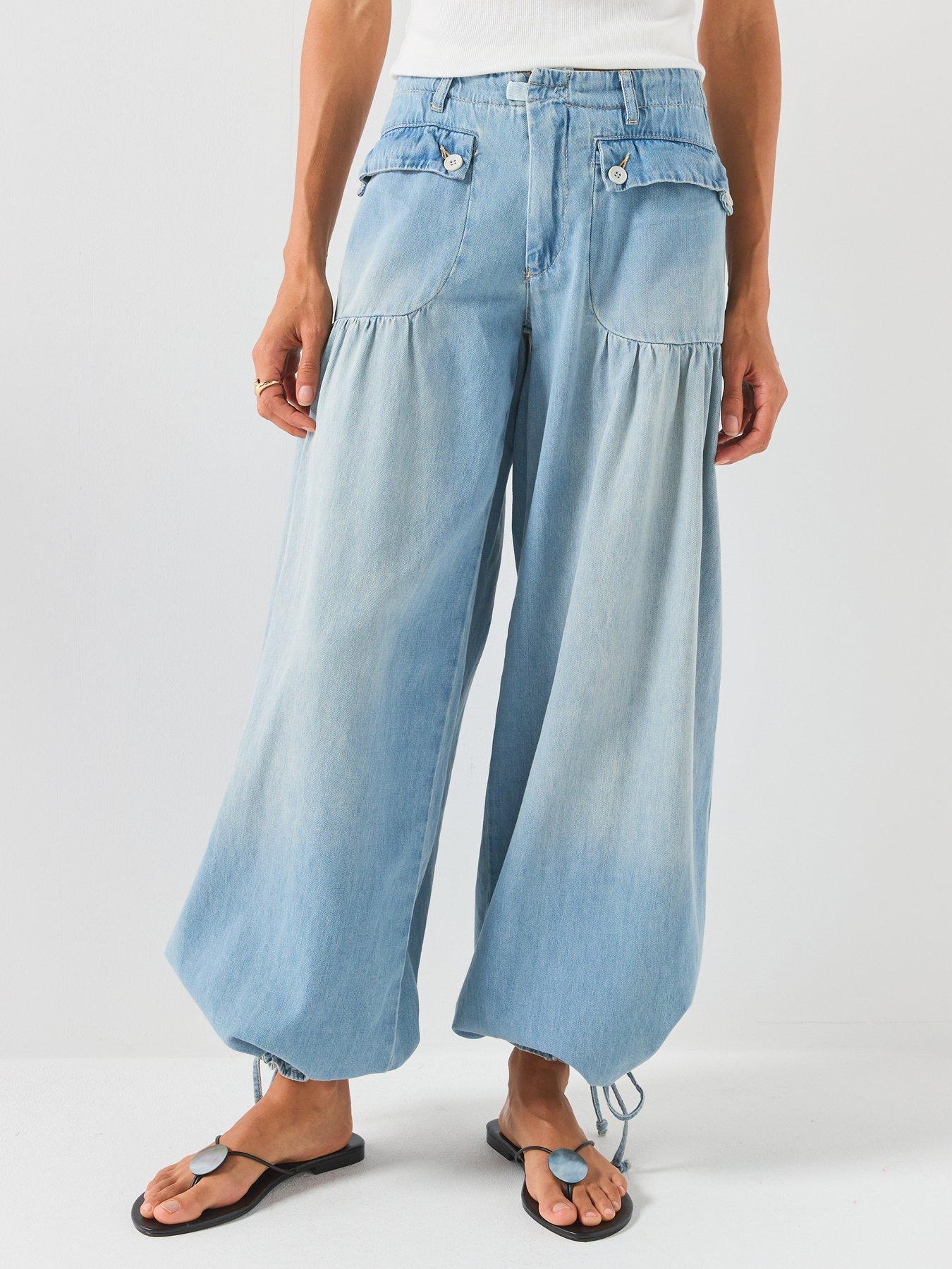 FREE PEOPLE Lotus Balloon Jeans - Blue