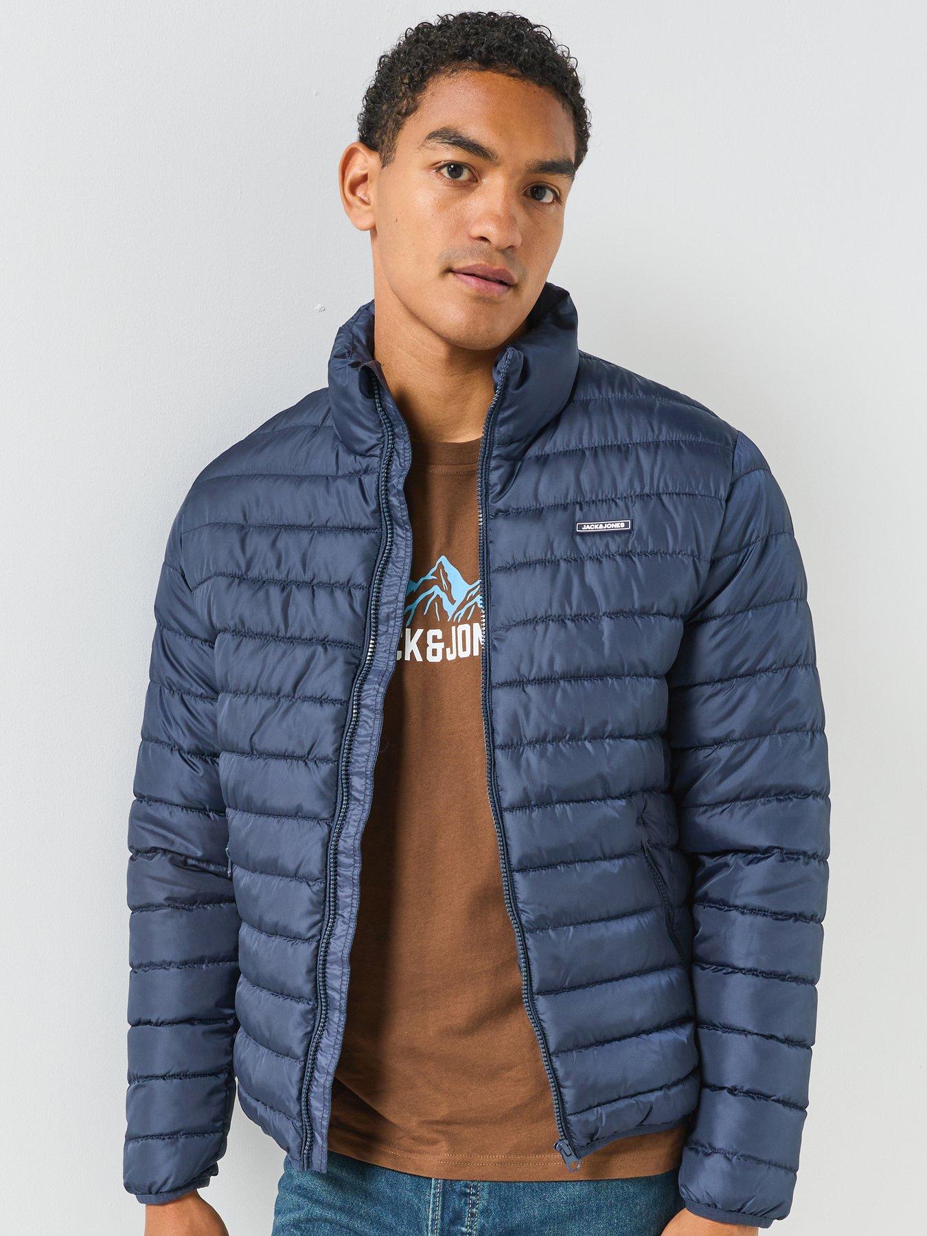 Image 1 of 6 of Jack & Jones Elvis Light Puffer Jacket With Collar - Navy