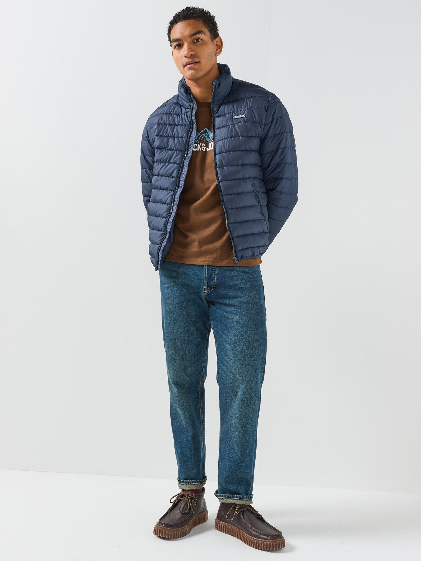 Image 3 of 6 of Jack & Jones Elvis Light Puffer Jacket With Collar - Navy