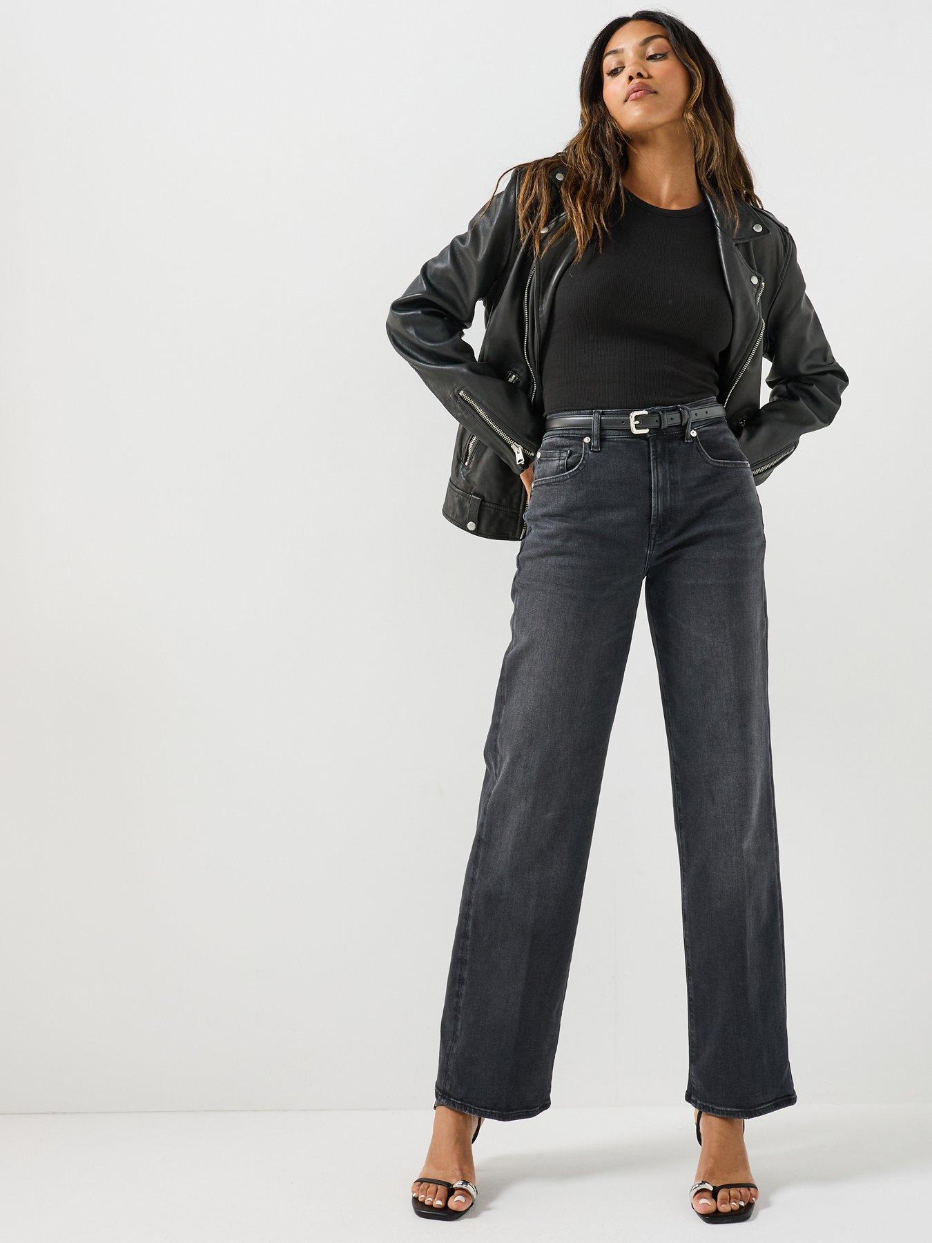 7 For All Mankind Stovepipe Straight Luxe Vintage Jeans - Black