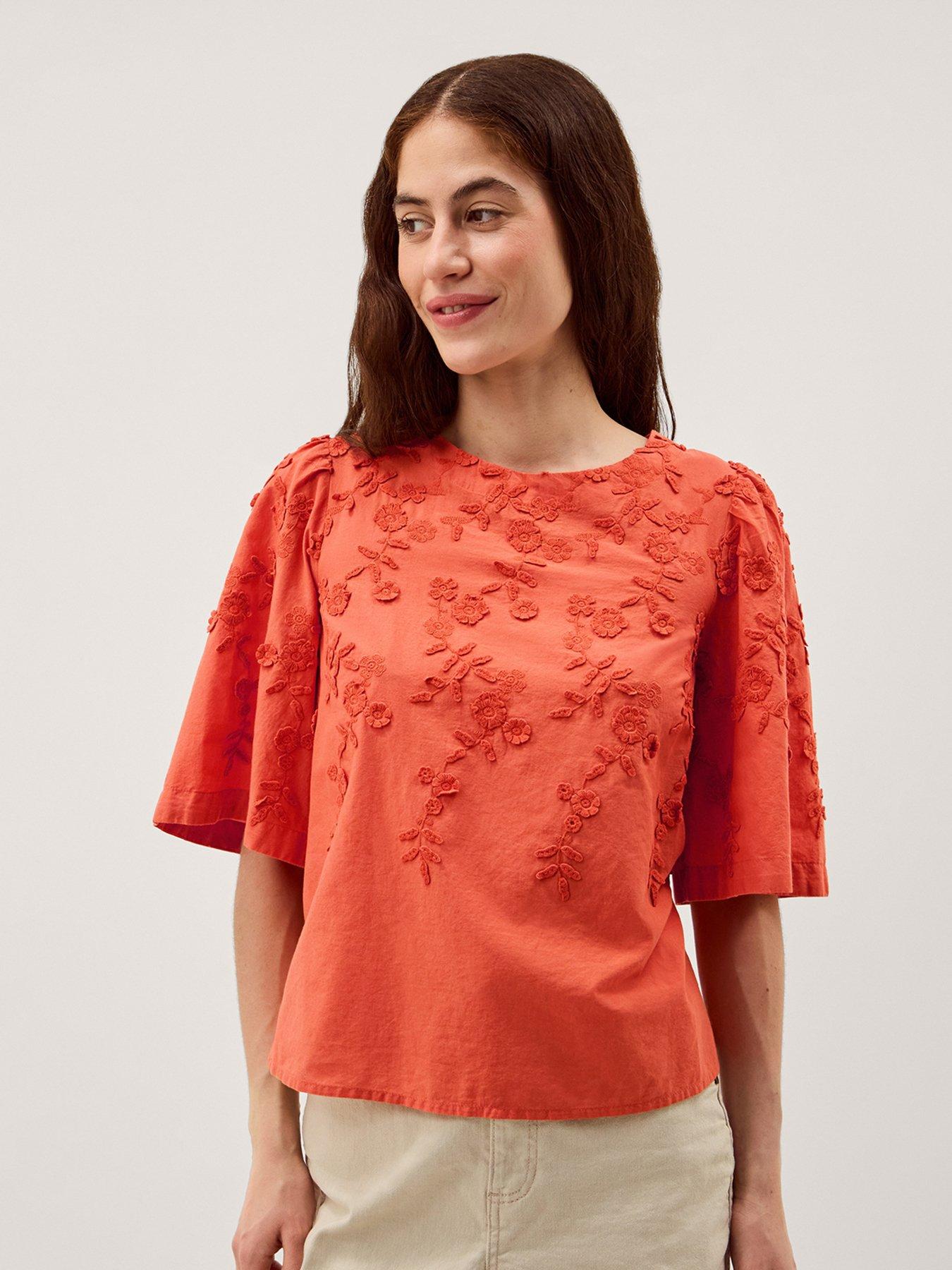 Monsoon Georgia Embroidered Top - Orange