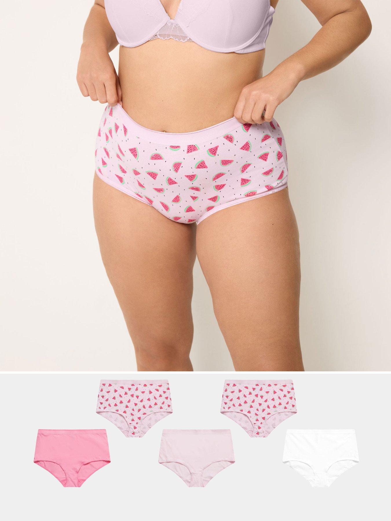 Image 1 of 5 of Yours Curve 5 Pack Melon Print Full Briefs