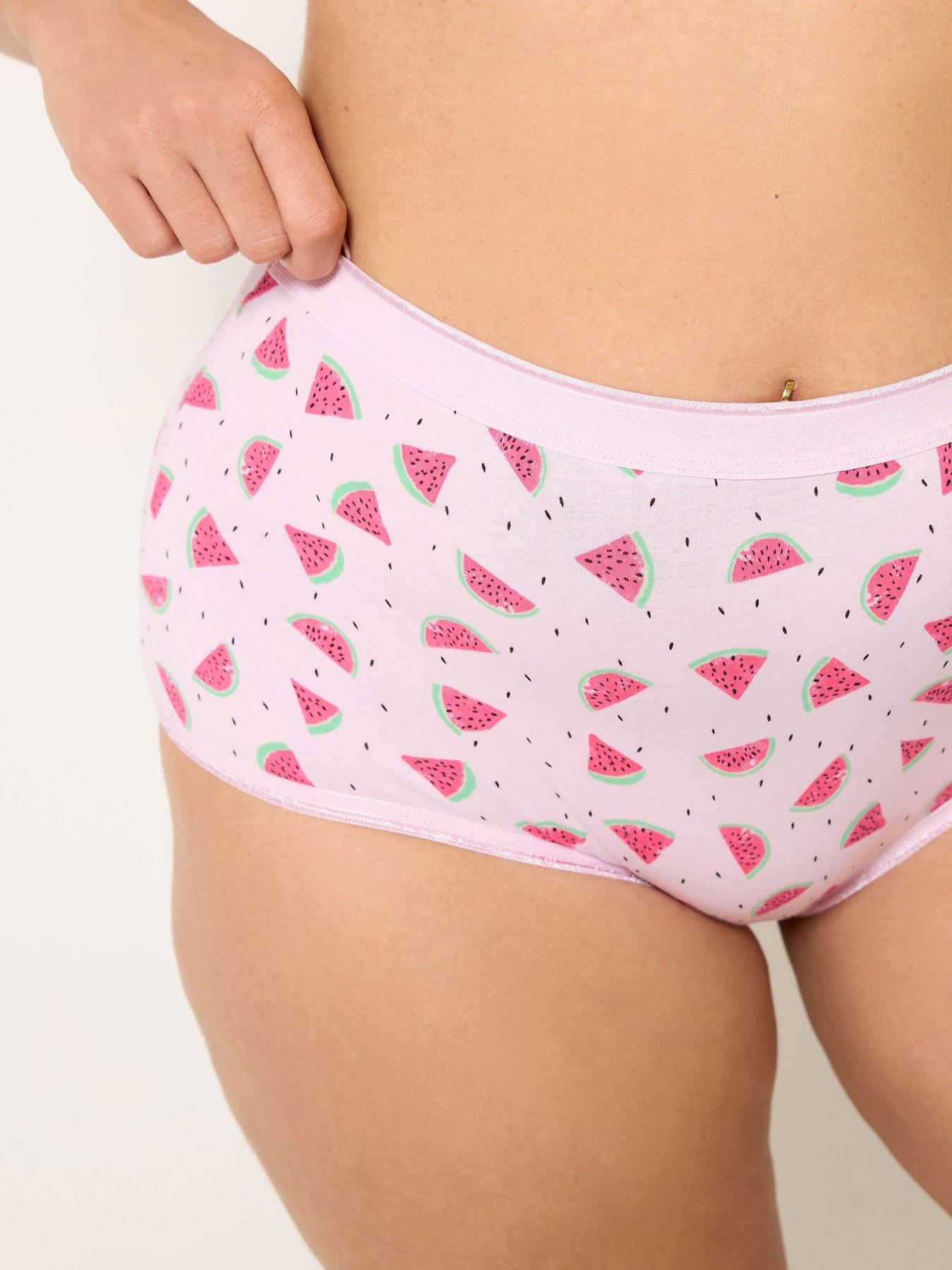 Image 4 of 5 of Yours Curve 5 Pack Melon Print Full Briefs