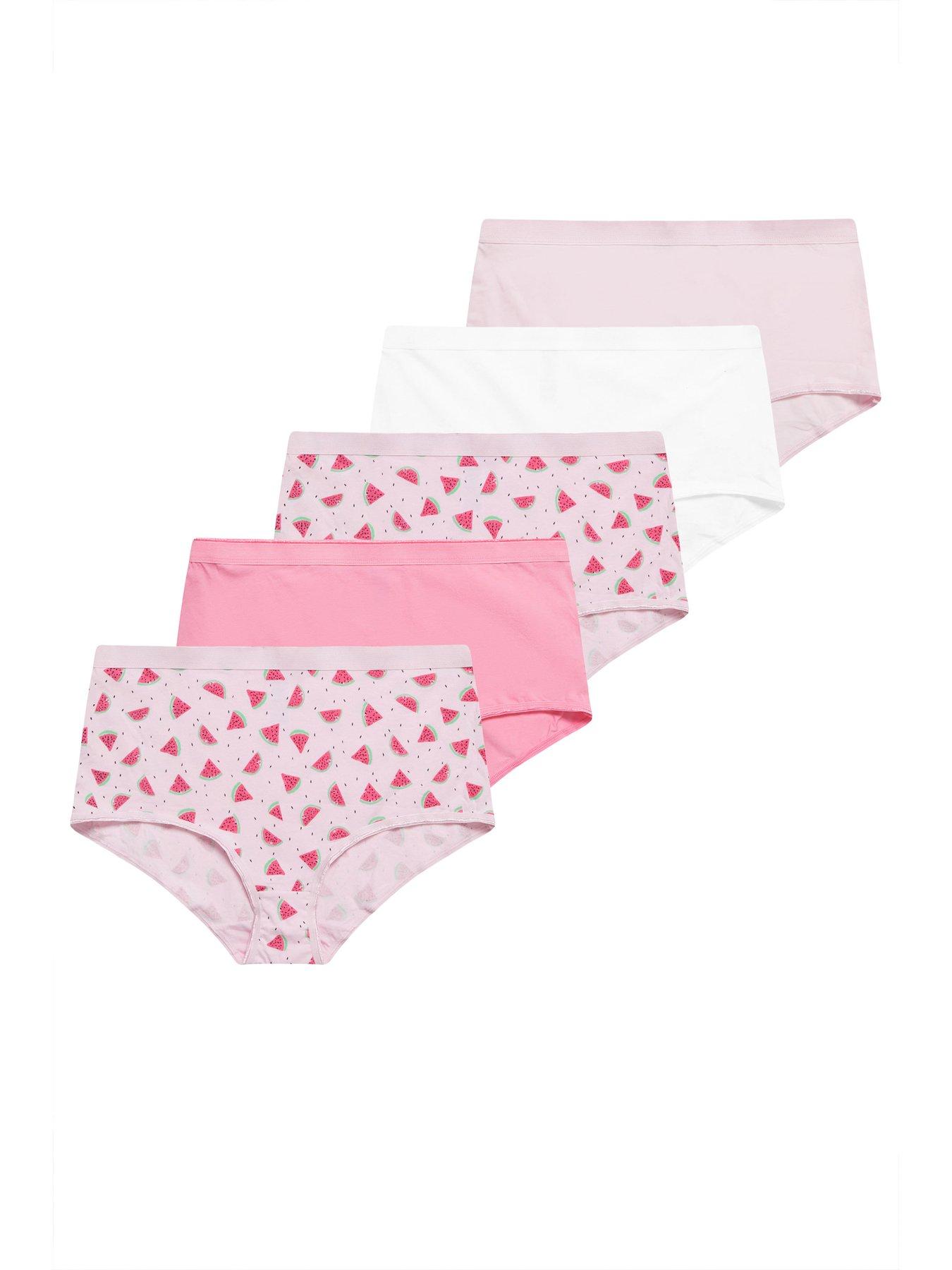 Image 5 of 5 of Yours Curve 5 Pack Melon Print Full Briefs